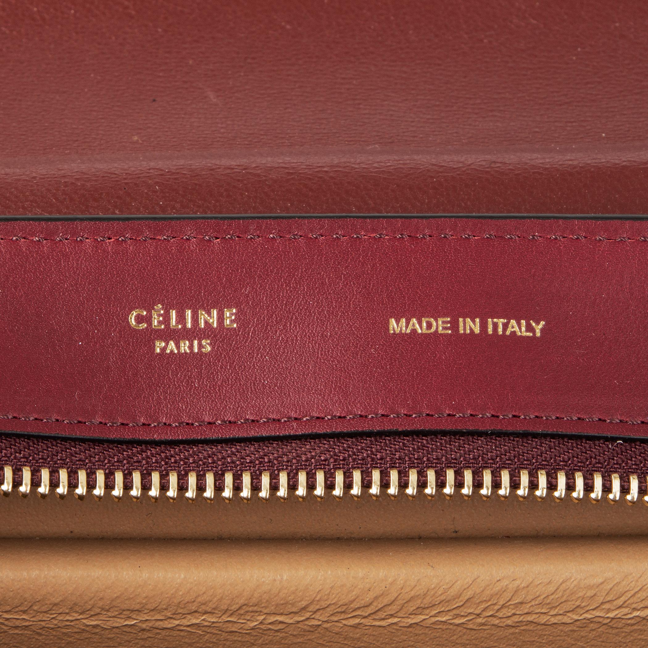 CELINE burgundy leather & suede TRAPEZE SMALL Shoulder Bag 1