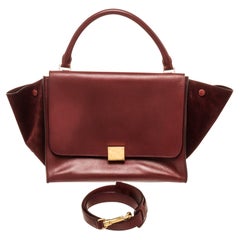 Tote Bag aus Wildleder und Trapez von Celine in Burgunderrot mit Leder