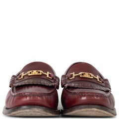 CELINE burgundy leather TRIOMPHE CHAIN FRINGE Loafers Shoes 36.5