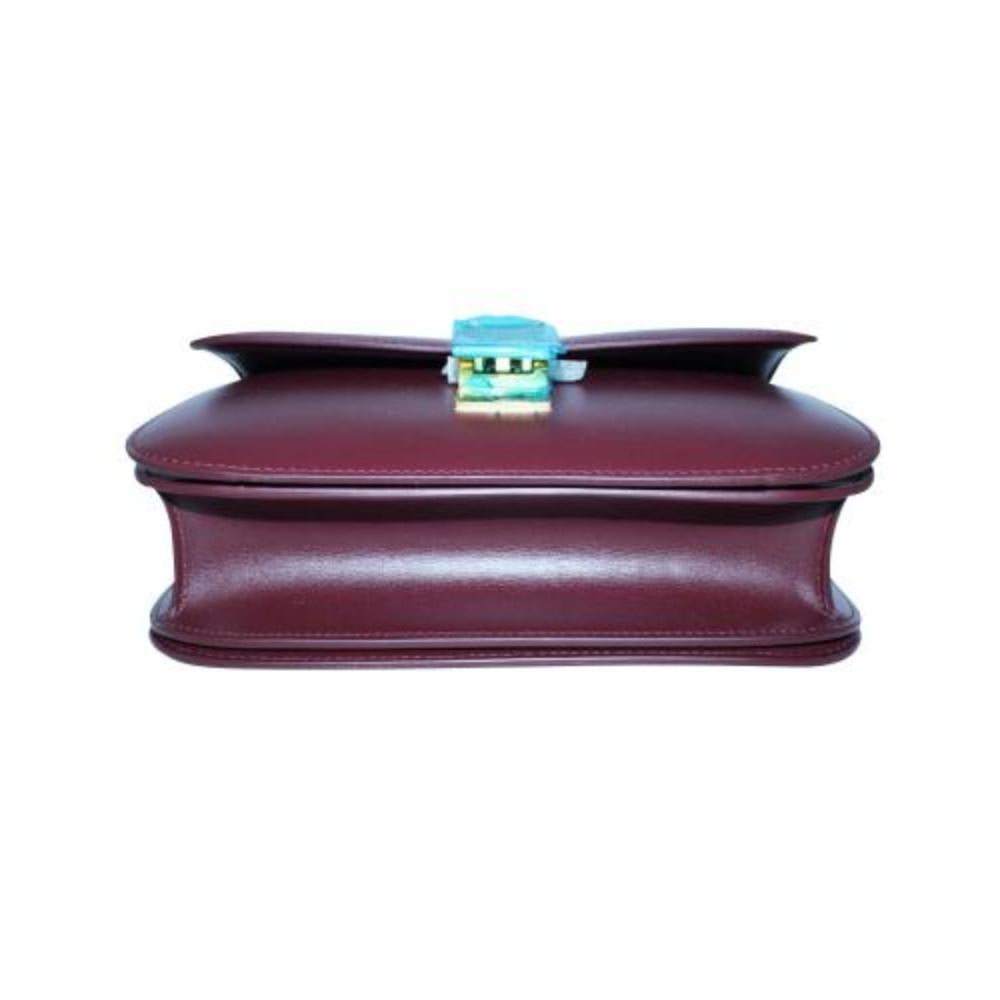 Brown Celine Burgundy Medium Classic bag in box calfskin For Sale