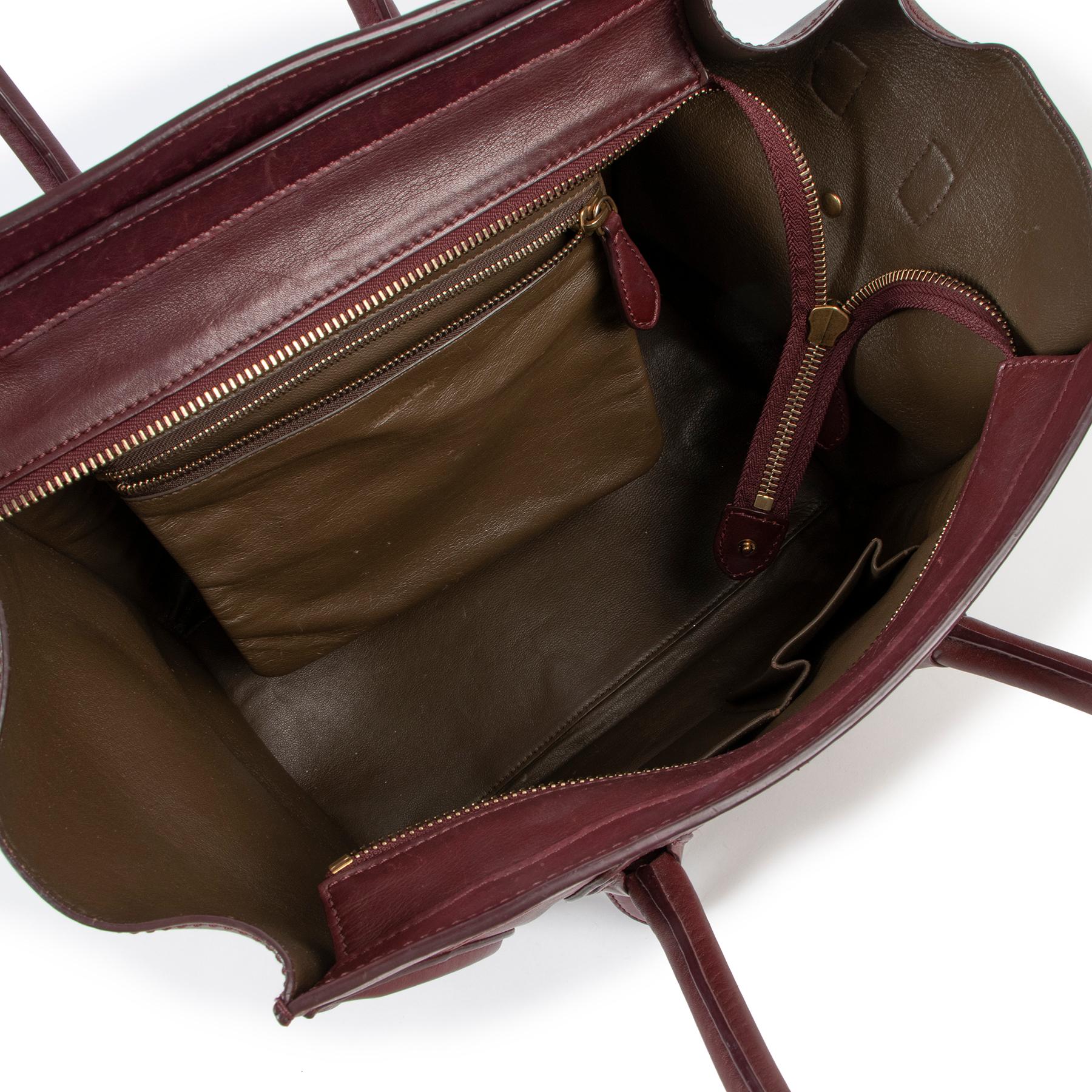 Celine Burgundy Mini Luggage Handbag In Good Condition In Antwerp, BE