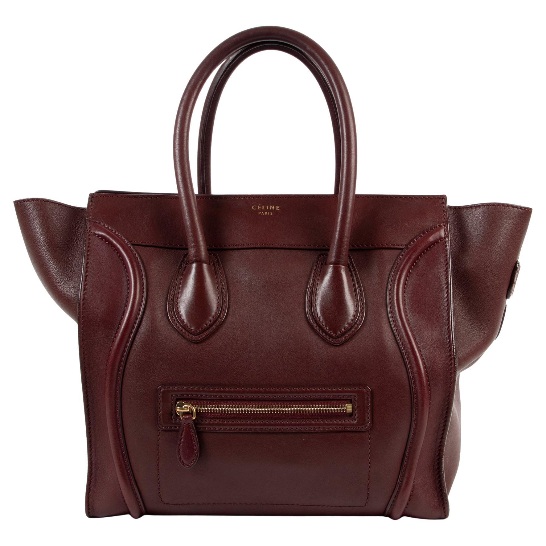 Celine Burgundy Mini Luggage Handbag