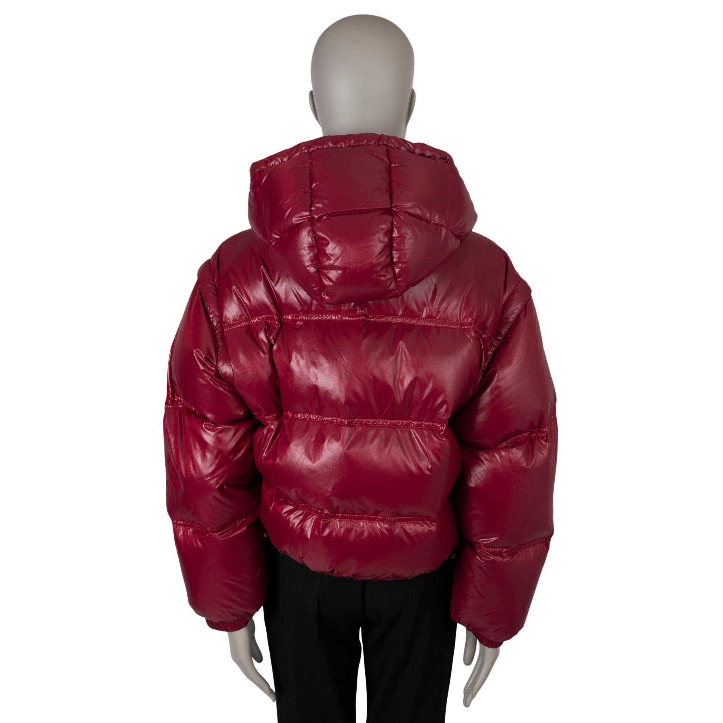 Brown CELINE burgundy nylon 2022 CONVERTIBLE DOWN PUFFER Vest Jacket 36 XS