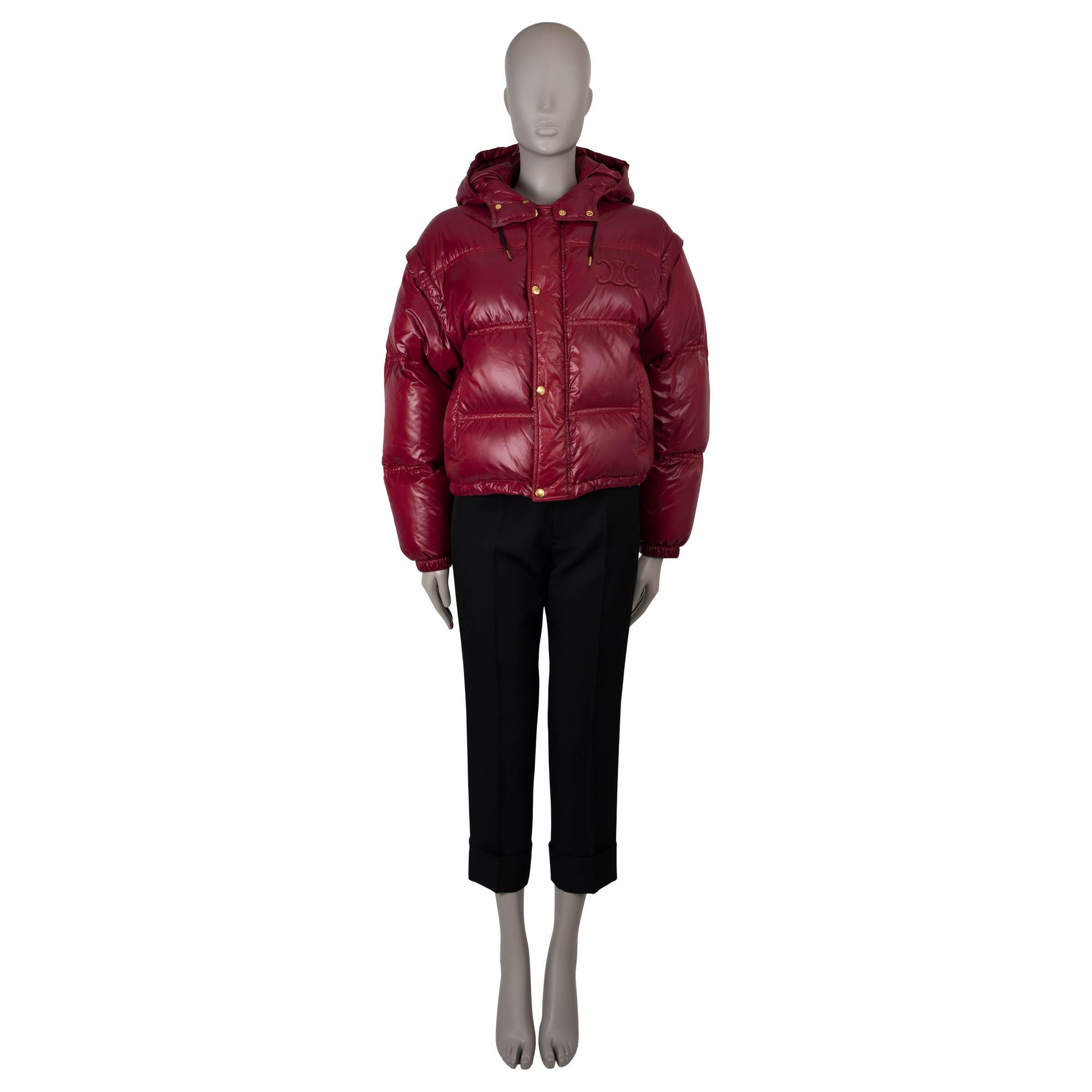 Women's CELINE burgundy nylon 2022 CONVERTIBLE DOWN PUFFER Vest Jacket 36 XS