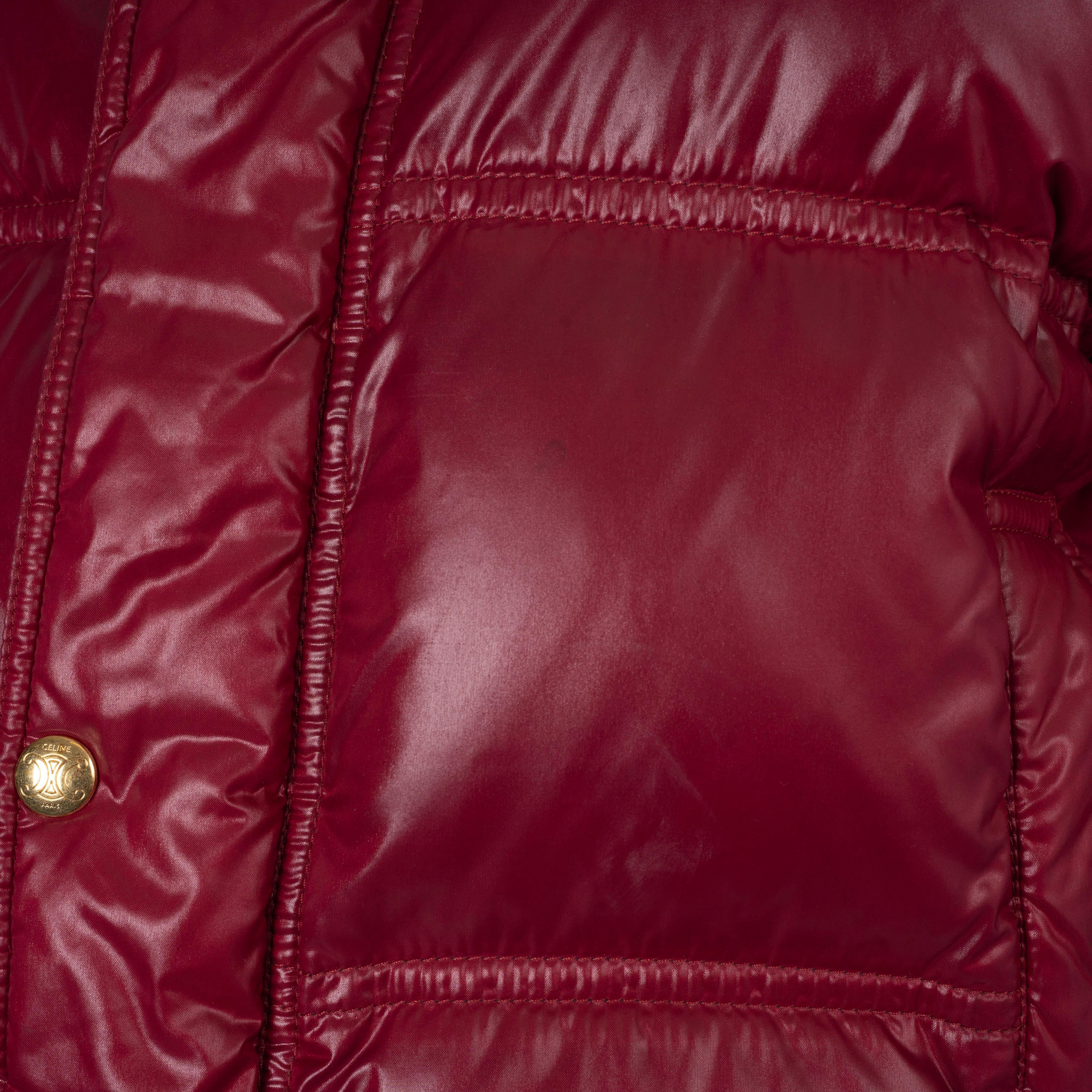 CELINE burgundy nylon 2022 CONVERTIBLE DOWN PUFFER Vest Jacket 36 XS 2