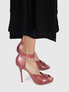 Céline Burgundy Open Toe Leather Sandals Size IT 40.5