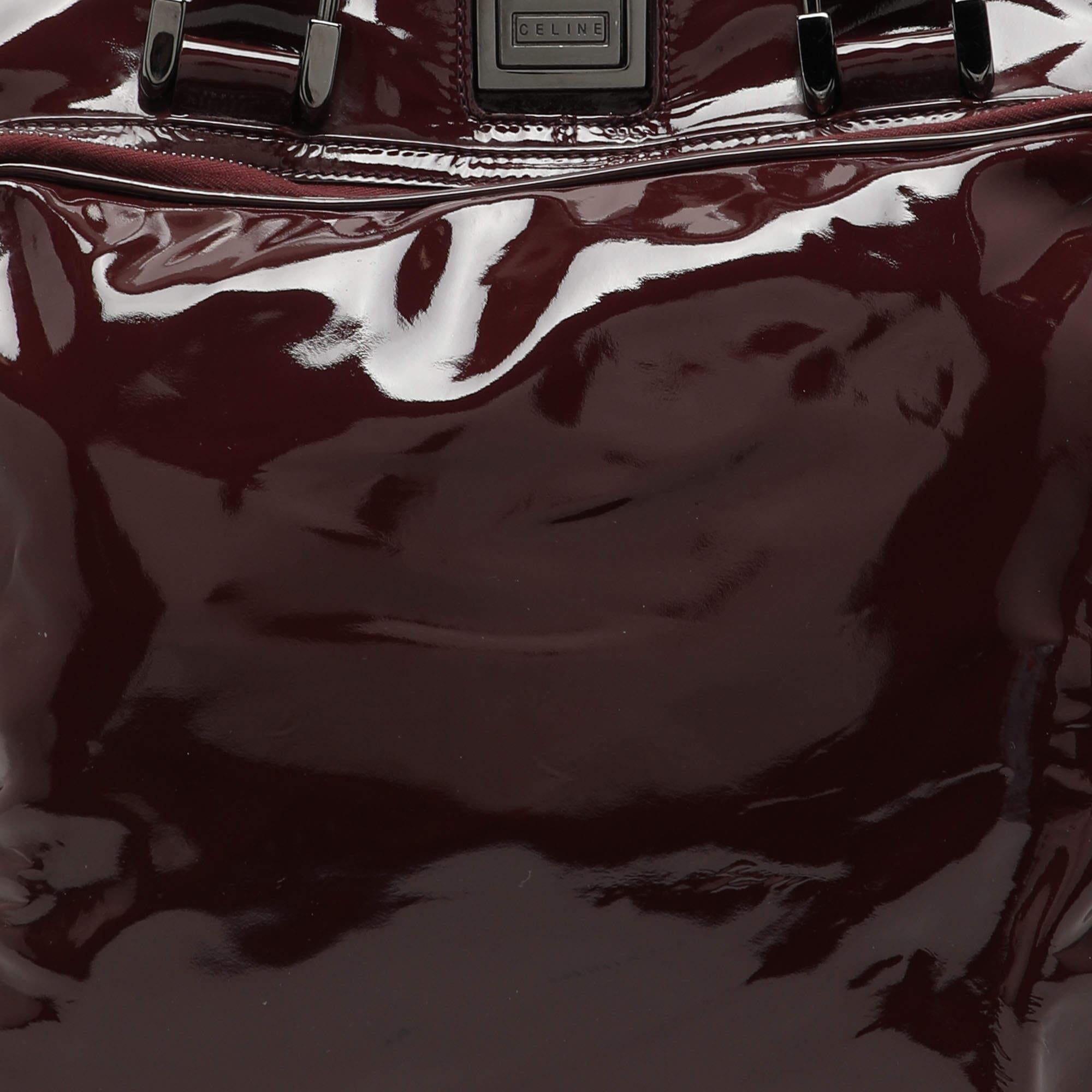 Celine Burgundy Patent Leather Front Pocket Satchel 1
