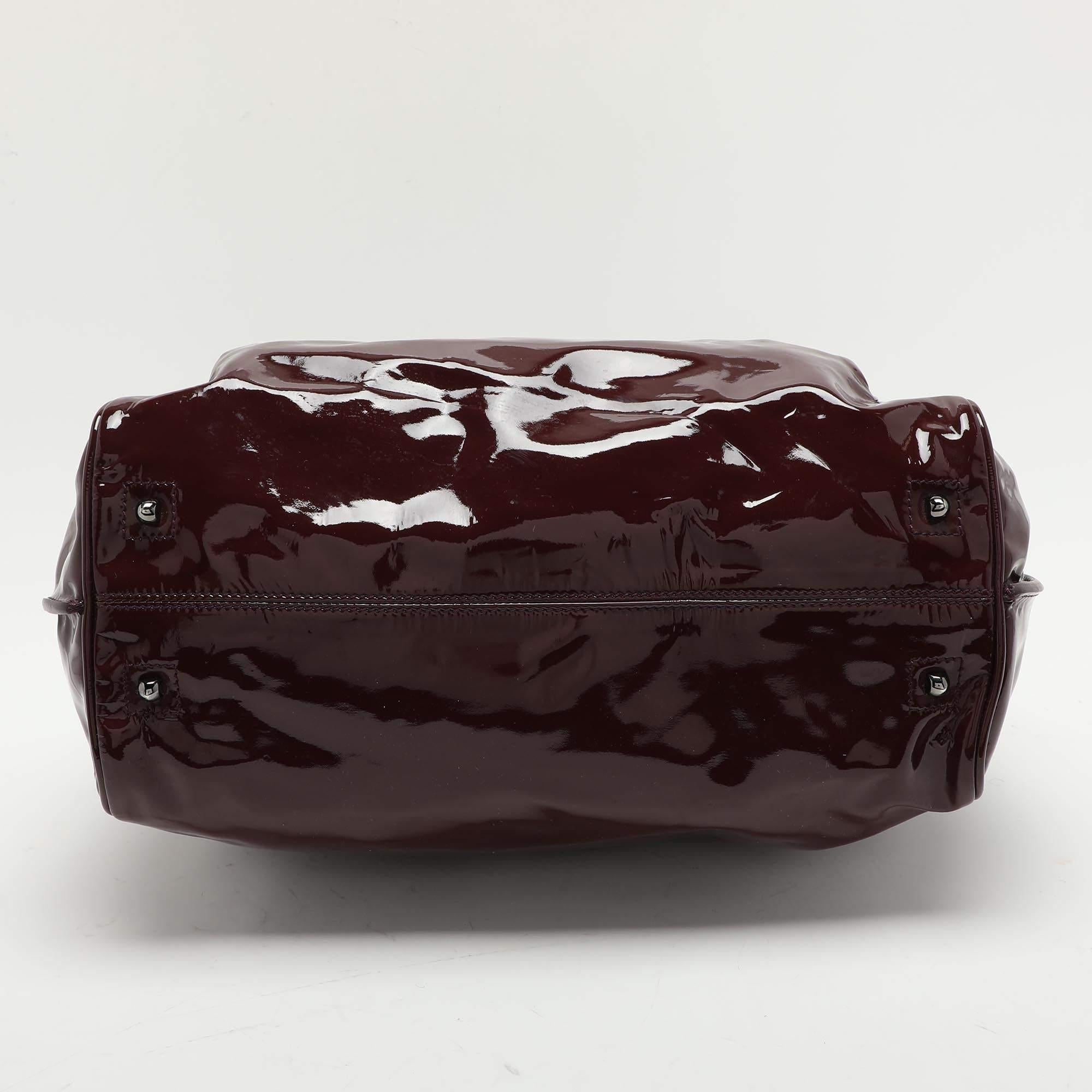 Celine Burgundy Patent Leather Front Pocket Satchel 3