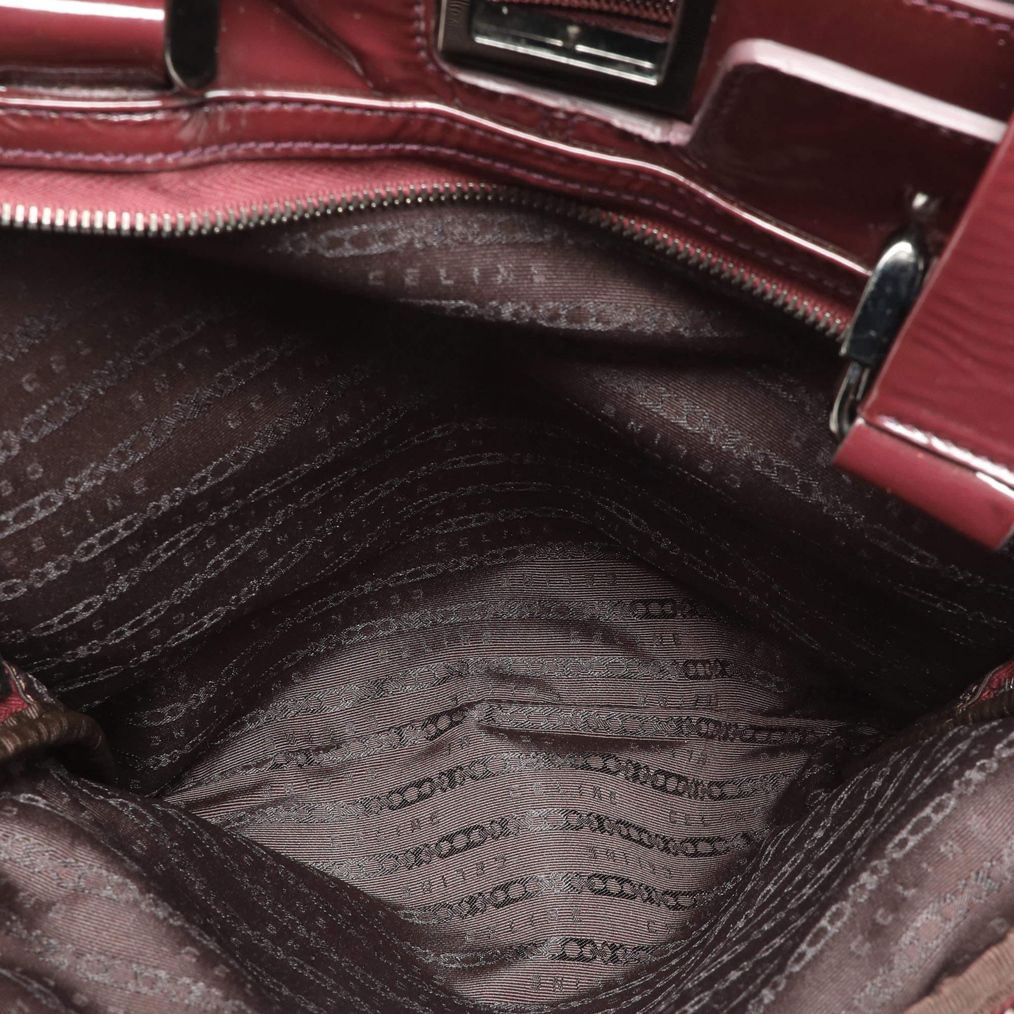 Celine Burgundy Patent Leather Front Pocket Satchel 4
