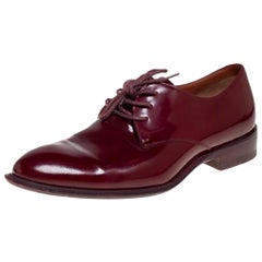 Celine Burgundy Patent Leather Lace Up Derby Size 37.5