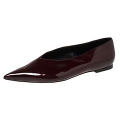 Celine Burgundy Patent Leather V Neck Pointed Toe Flats Size 40
