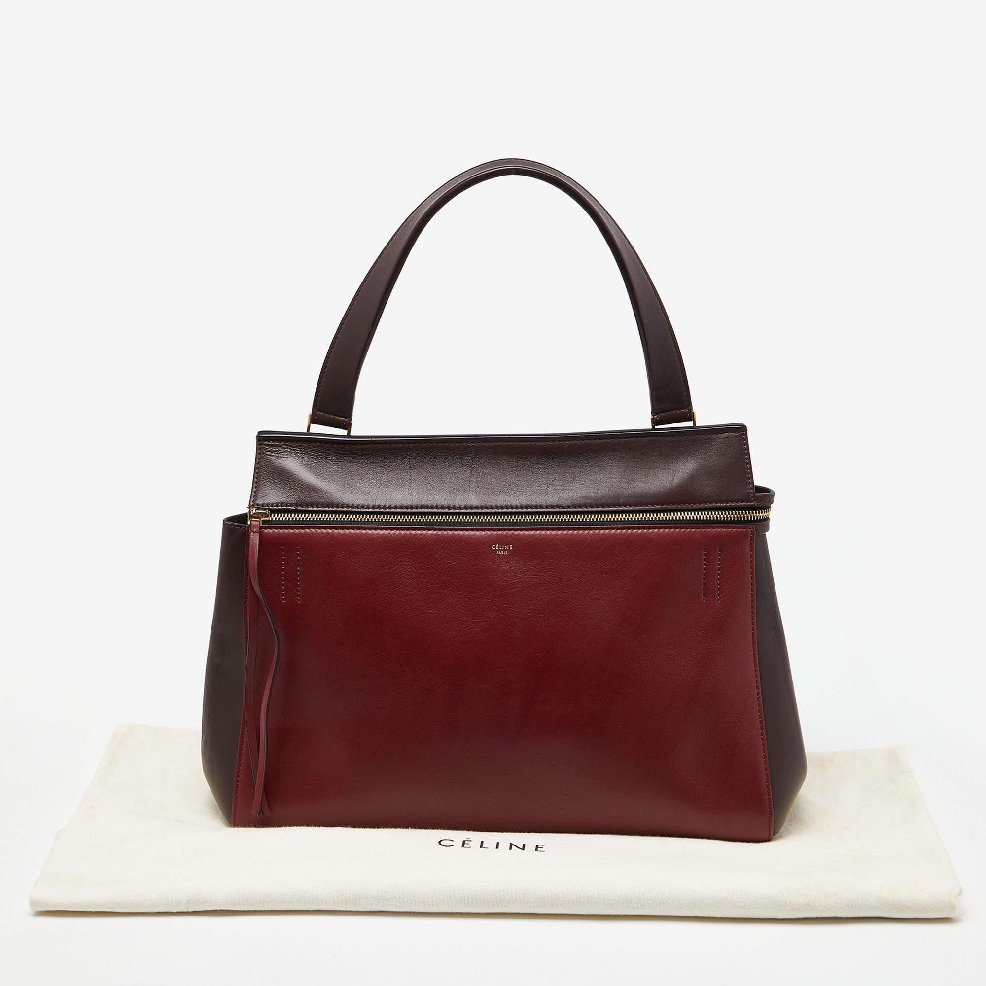 Celine Burgundy/Red Leather Large Edge Top Handle Bag 6