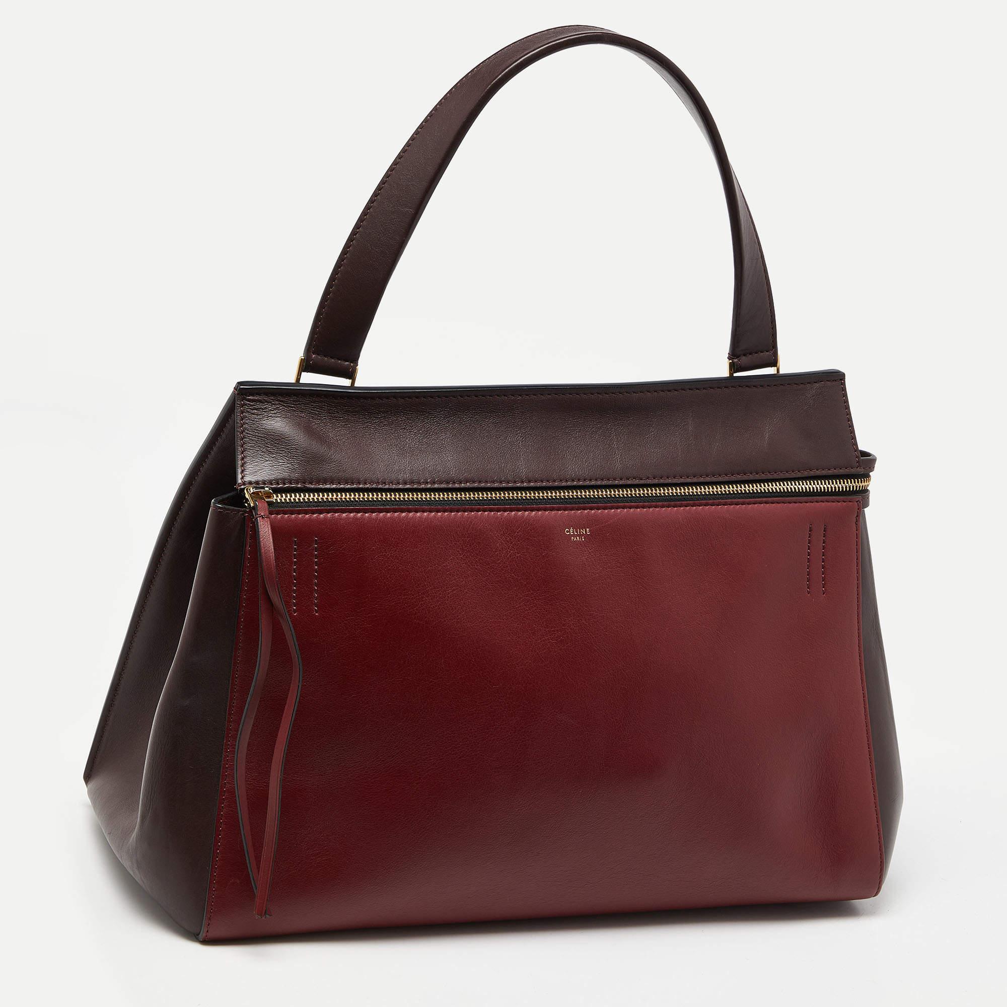 Celine Burgundy/Red Leather Large Edge Top Handle Bag 7