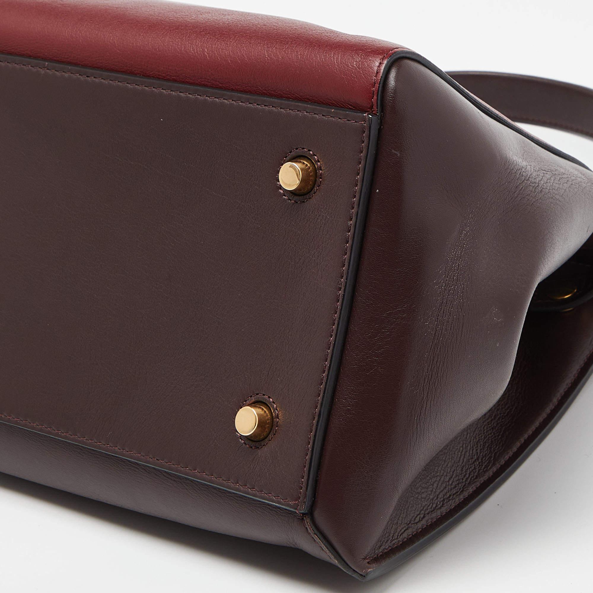Women's Celine Burgundy/Red Leather Large Edge Top Handle Bag