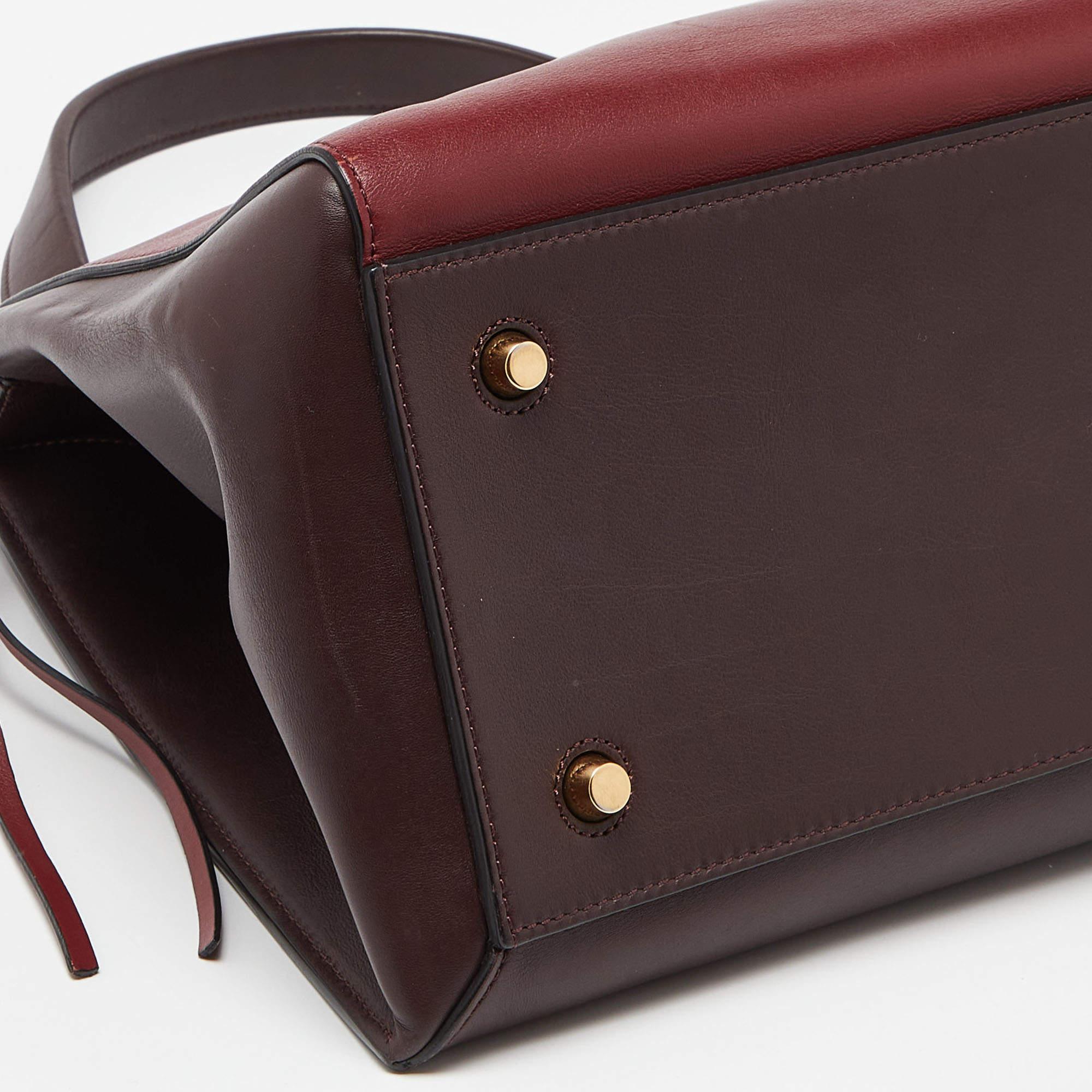 Celine Burgundy/Red Leather Large Edge Top Handle Bag 1