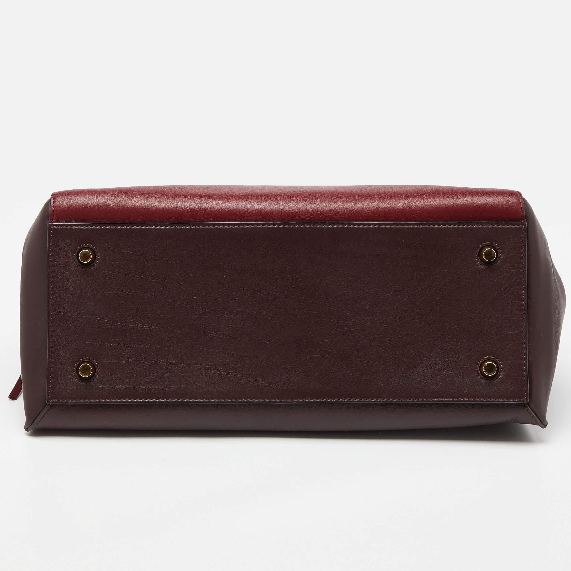 Celine Burgundy/Red Leather Large Edge Top Handle Bag 2