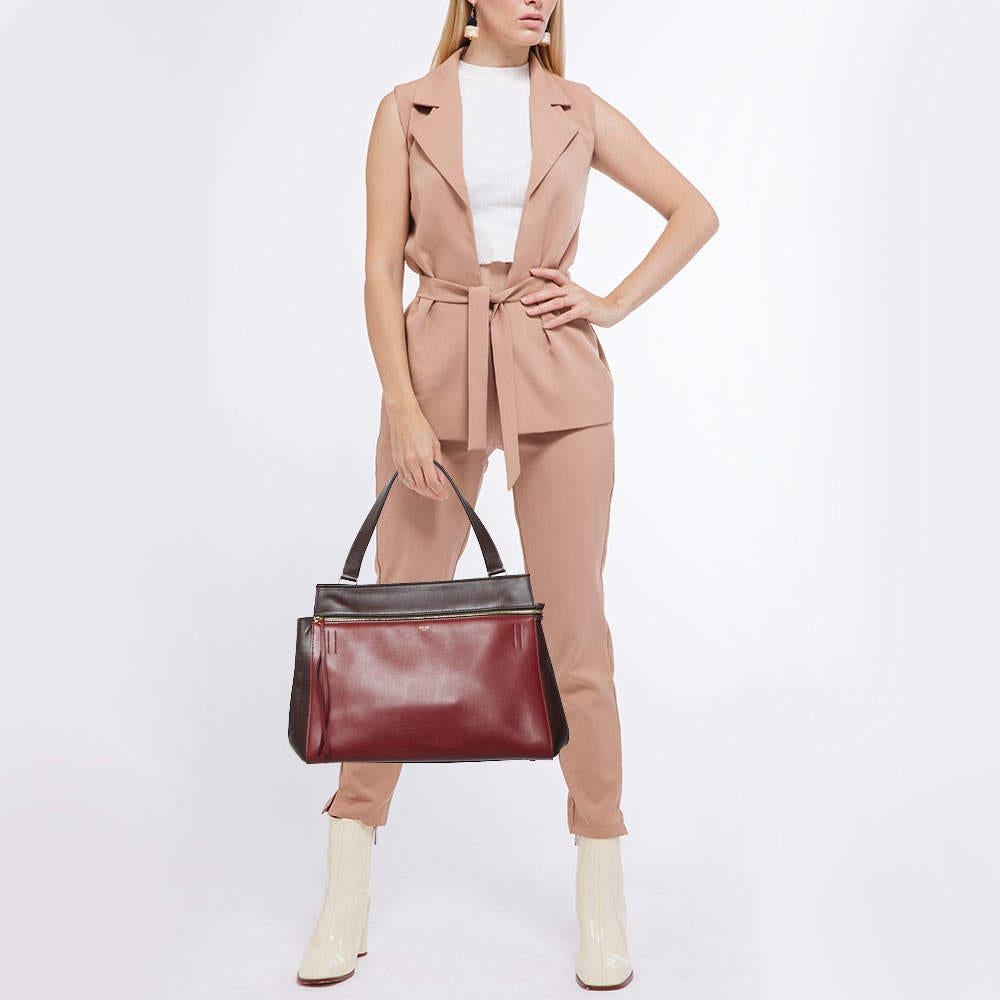 Celine Burgundy/Red Leather Large Edge Top Handle Bag 5