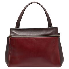 Celine Burgunderrote/rote Ledertasche mit großem Henkel oben