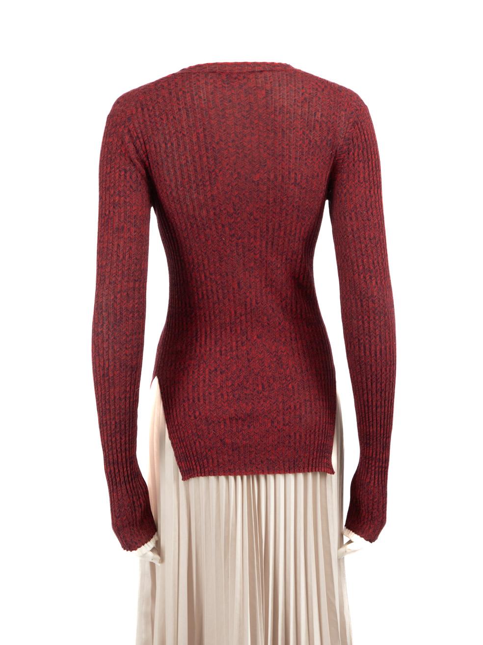 Brown Céline Burgundy Ribbed Knit Top Size S