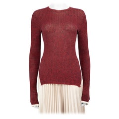Céline Burgundy Ribbed Knit Top Size S
