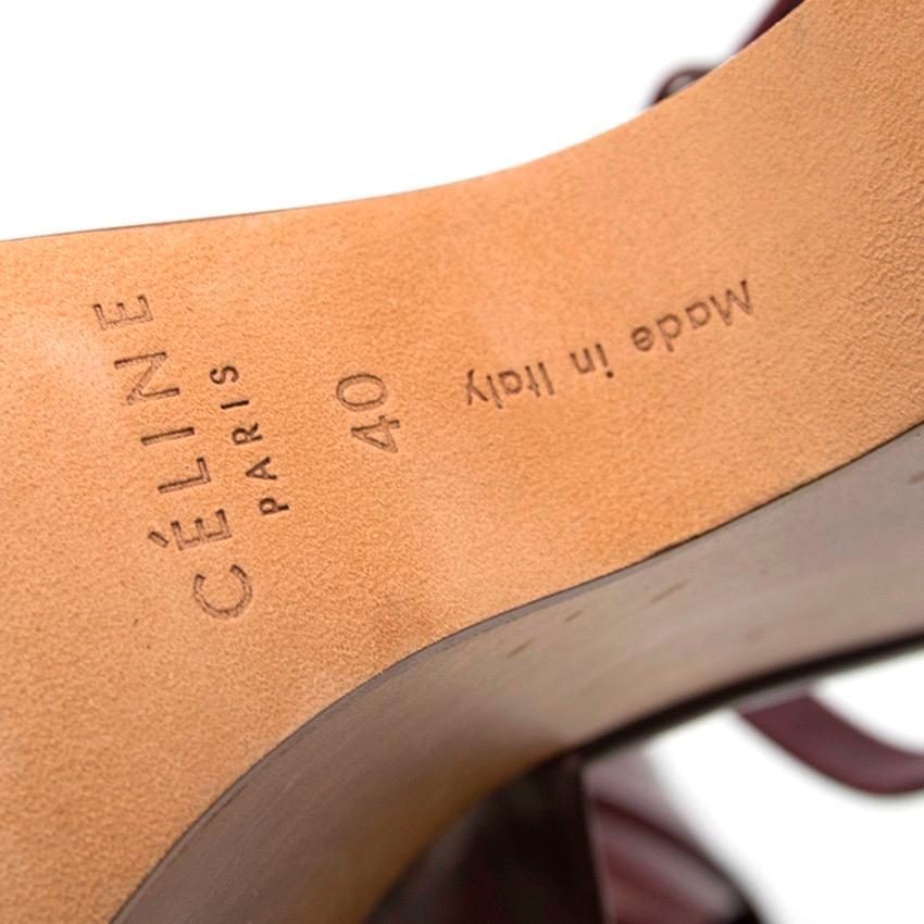 Women's Celine Burgundy Wooden Wedges US 10