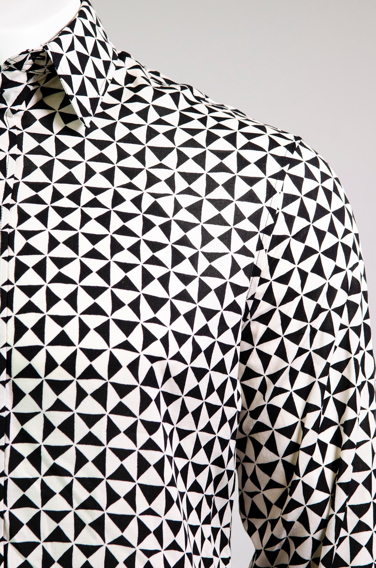 CELINE BY HEDI SLIMANE 70's Inspired Monochrome Shirt In Excellent Condition For Sale In Berlin, BE