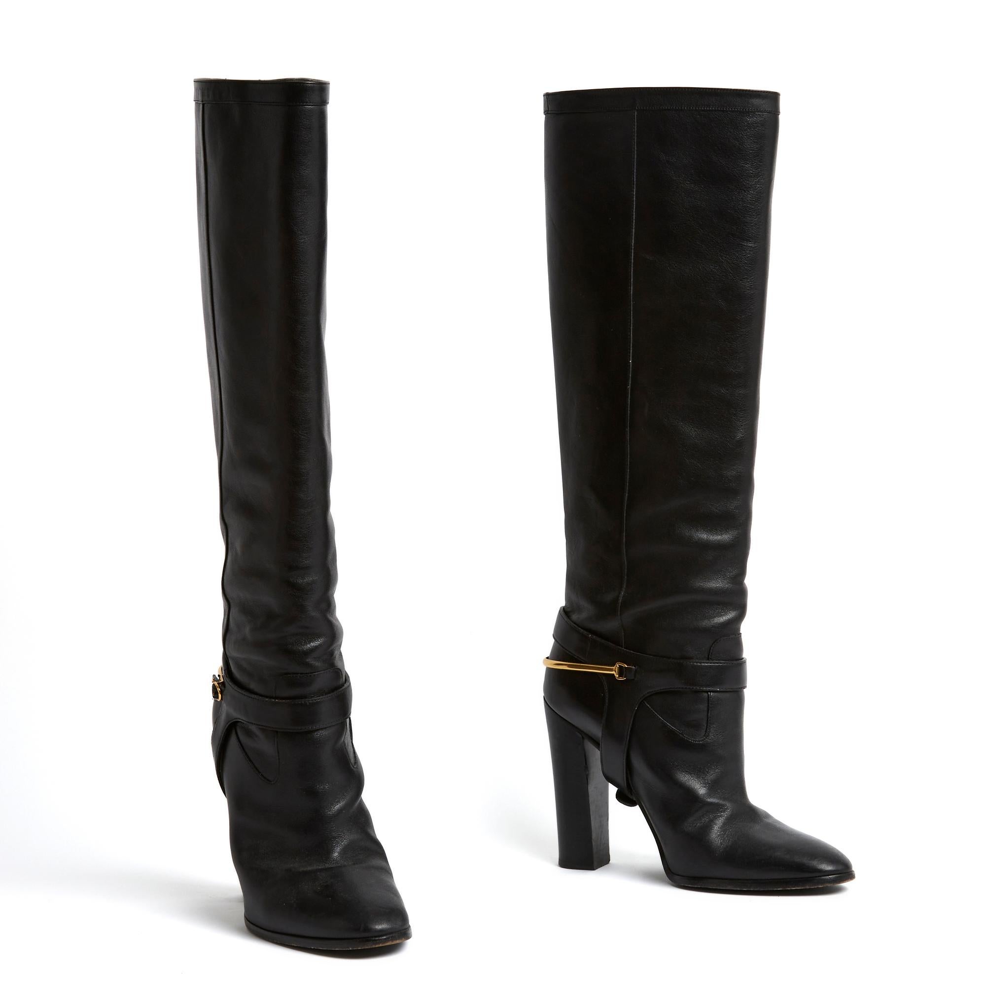 Celine by Hedi Slimane Bottes EU40 Black Leather Jumping Boots US9 Céline In Good Condition For Sale In PARIS, FR