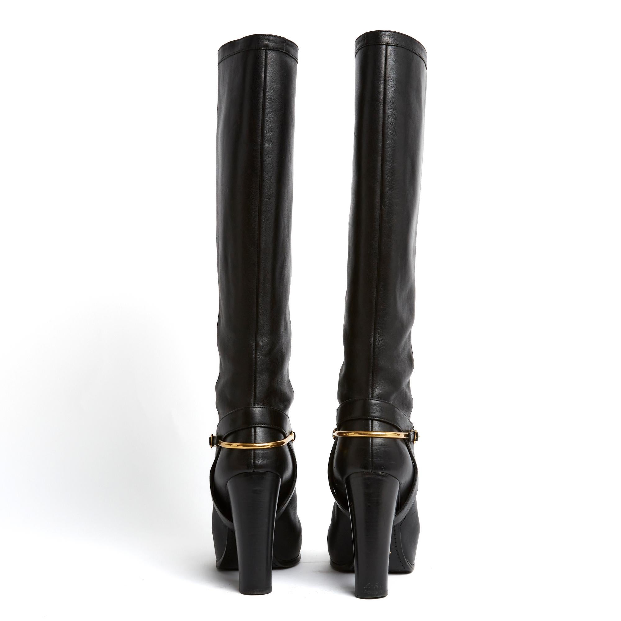 Women's Celine by Hedi Slimane Bottes EU40 Black Leather Jumping Boots US9 Céline For Sale