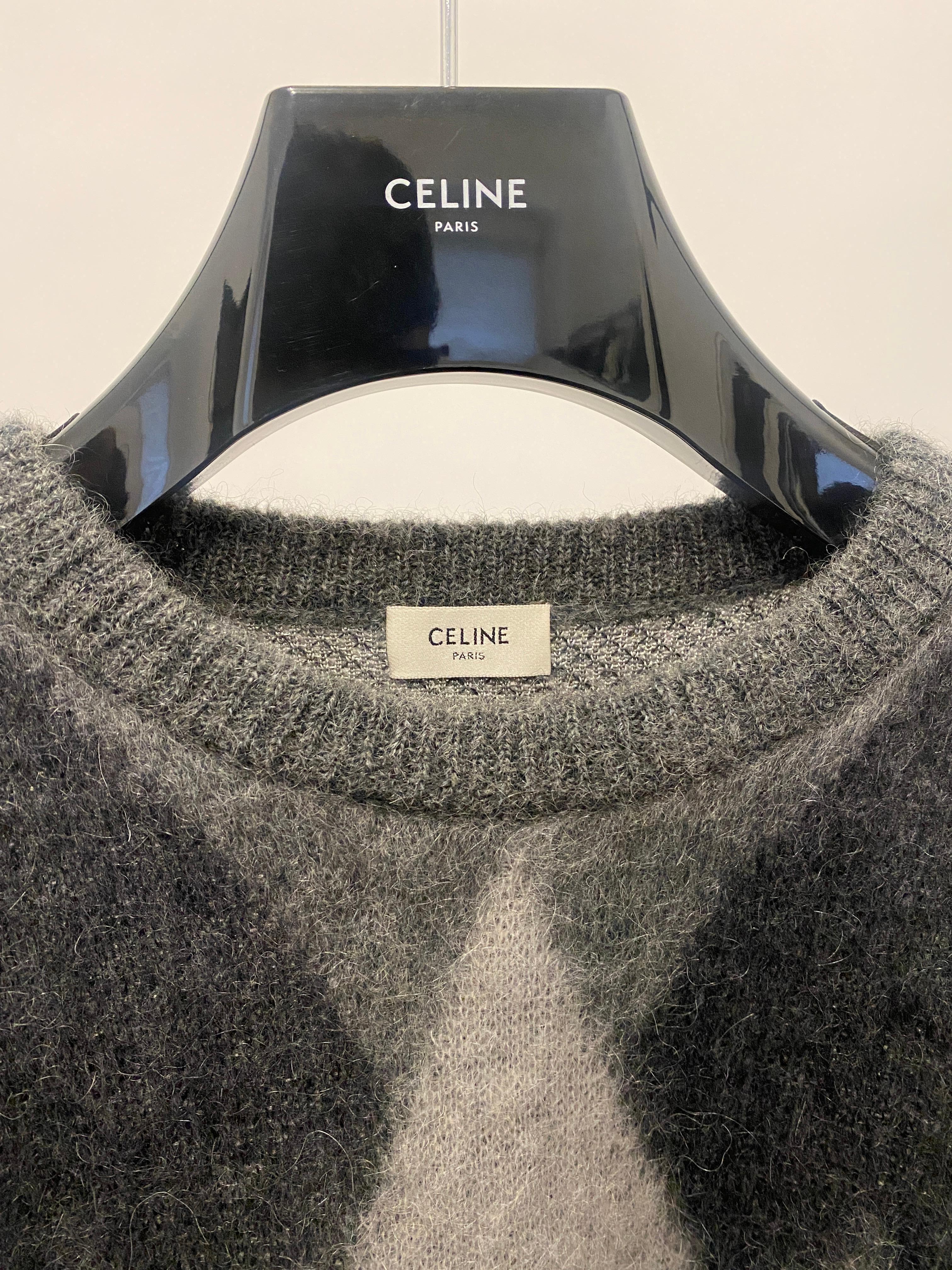 CELINE BY HEDI SLIMANE F/W 2019 Runway Argyle Mohair Sweater For Sale 2