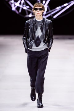 CELINE BY HEDI SLIMANE F/W 2019 Runway Argyle Mohair Sweater