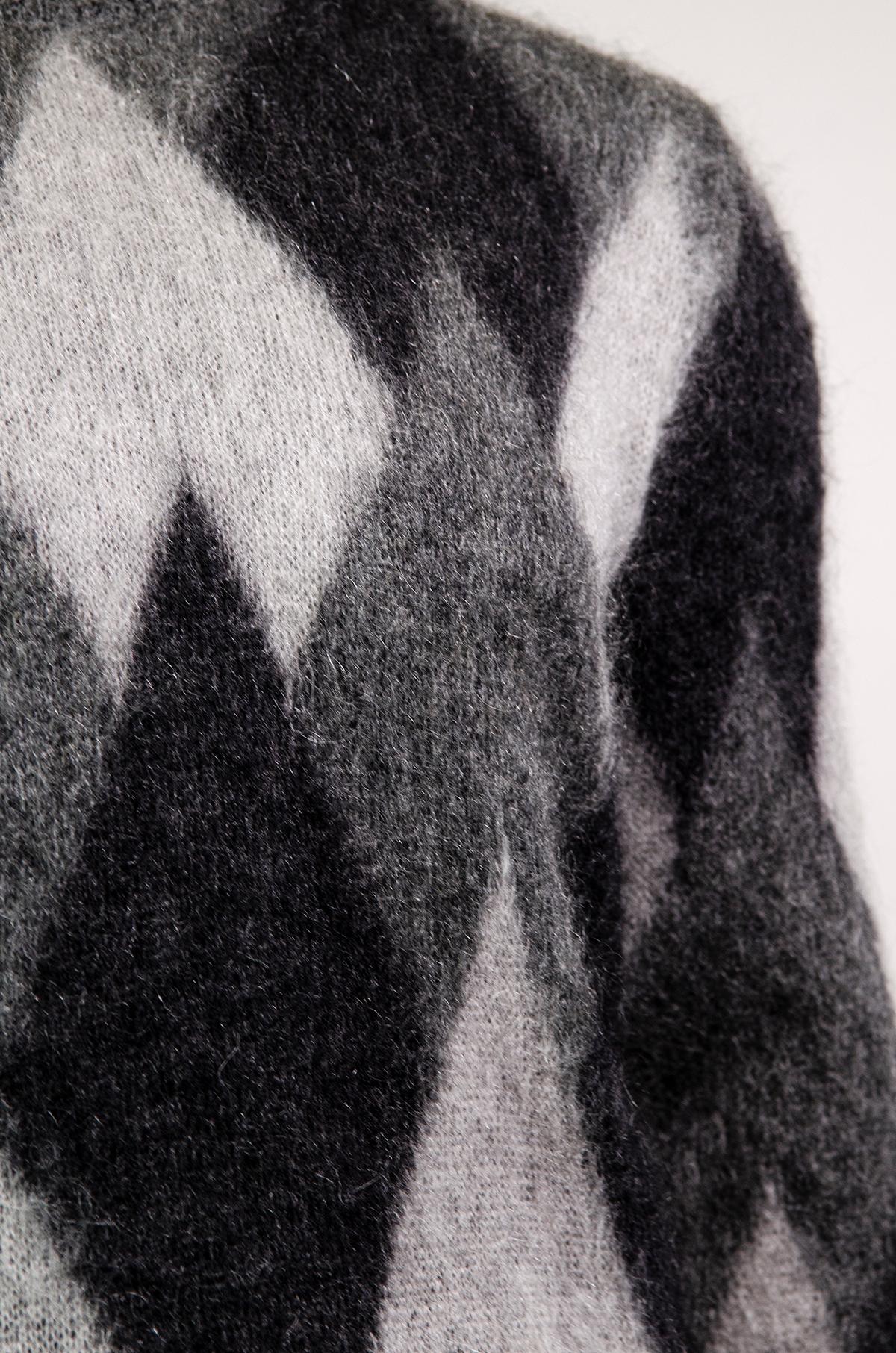 Black CELINE BY HEDI SLIMANE F/W 2019 Runway Argyle Mohair Sweater For Sale