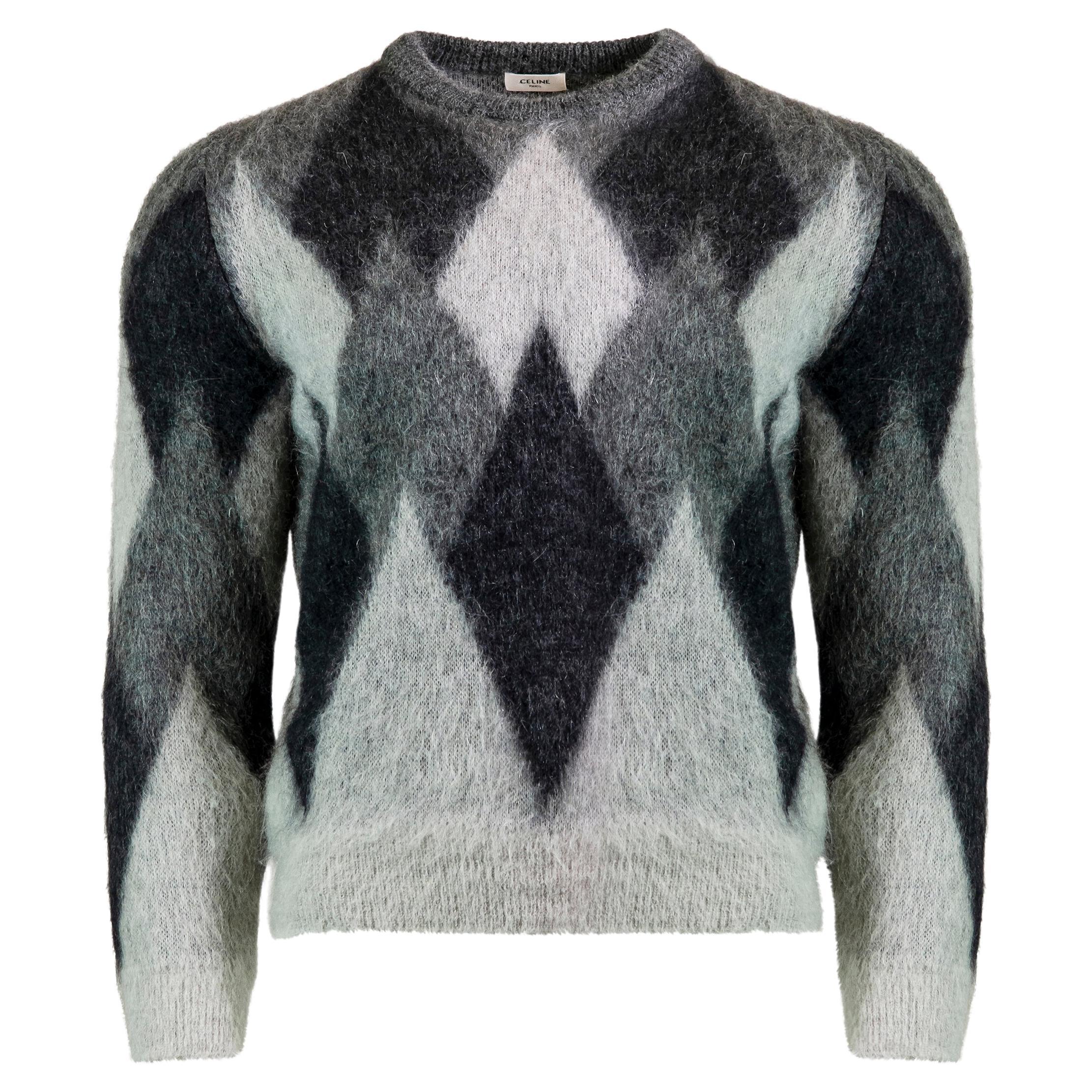 CELINE BY HEDI SLIMANE H/W 2019 Laufsteg Pullover aus Argyle-Mohair