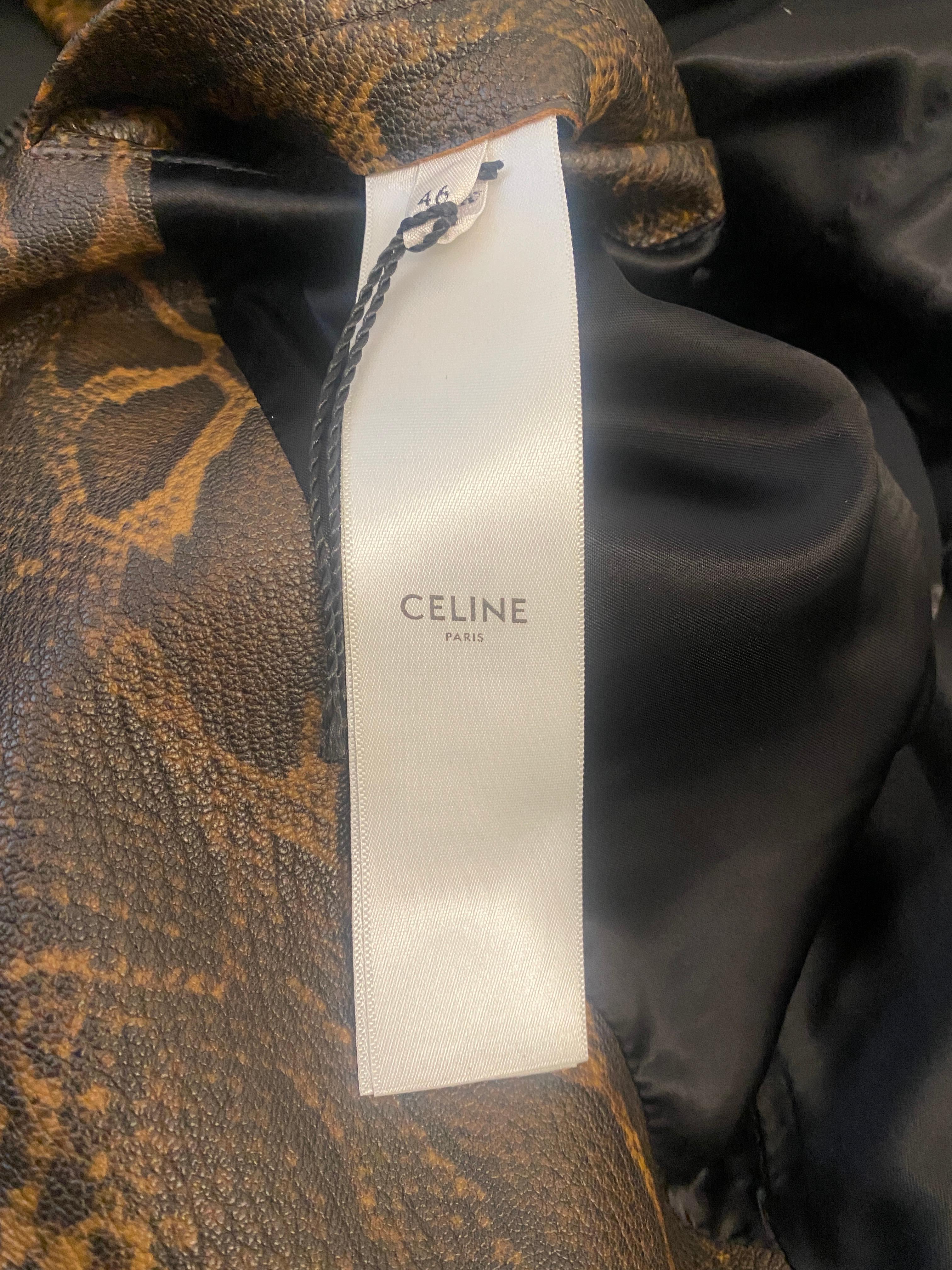 CELINE BY HEDI SLIMANE F/W2019 Rare Runway Snakeskin Print Leather Jacket For Sale 6