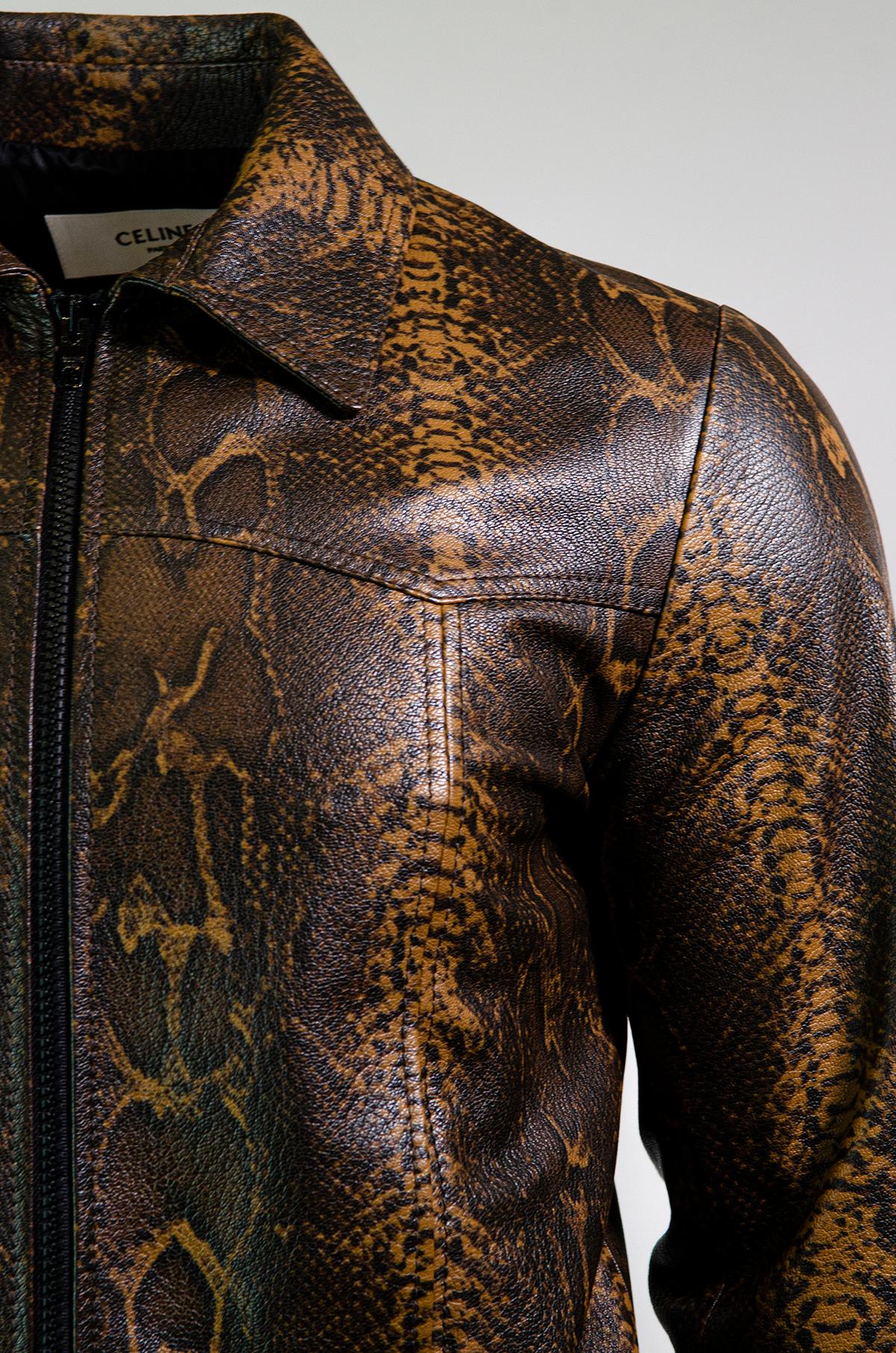 CELINE BY HEDI SLIMANE F/W2019 Rare Runway Snakeskin Print Leather ...