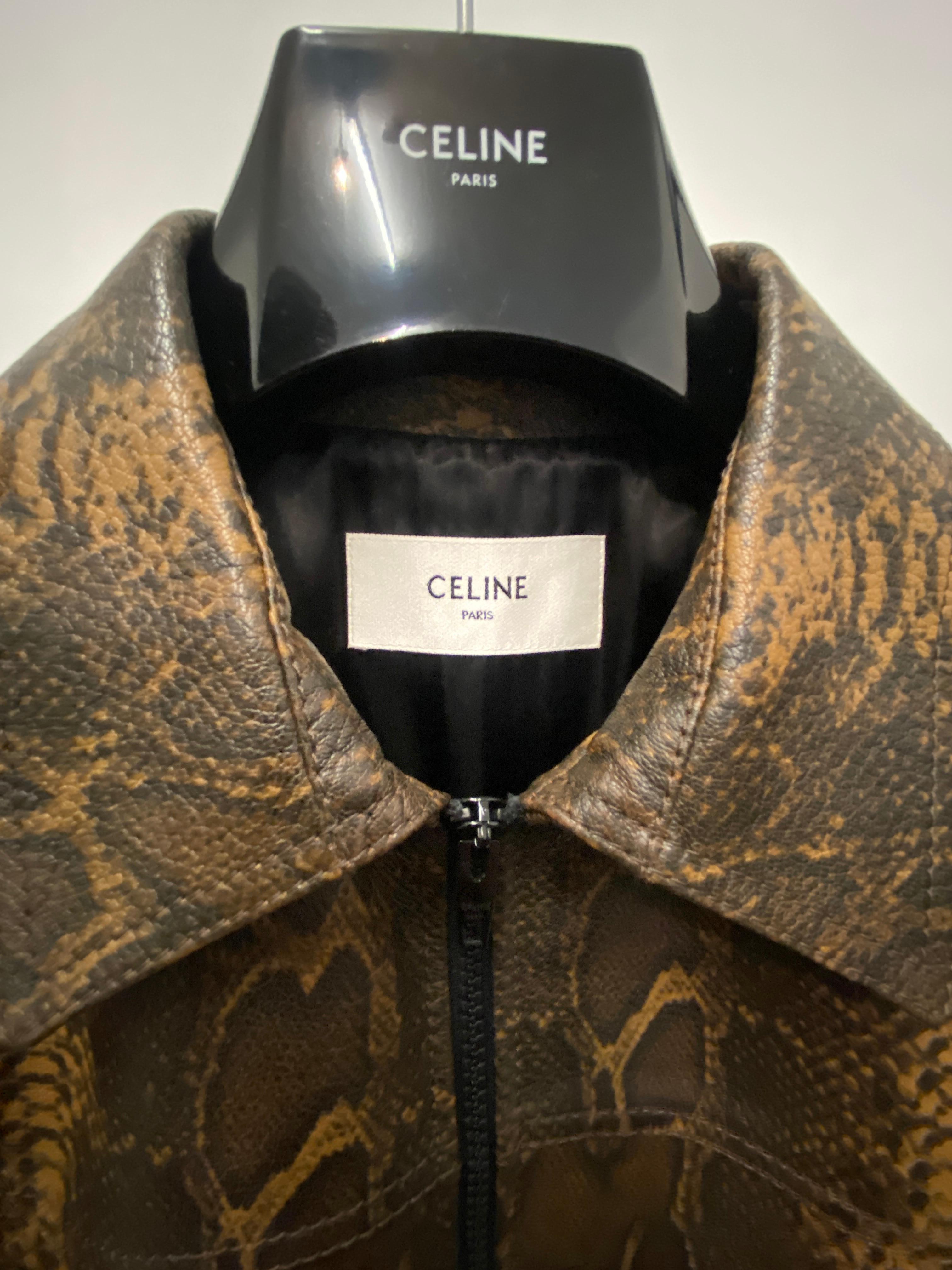 Men's CELINE BY HEDI SLIMANE F/W2019 Rare Runway Snakeskin Print Leather Jacket For Sale