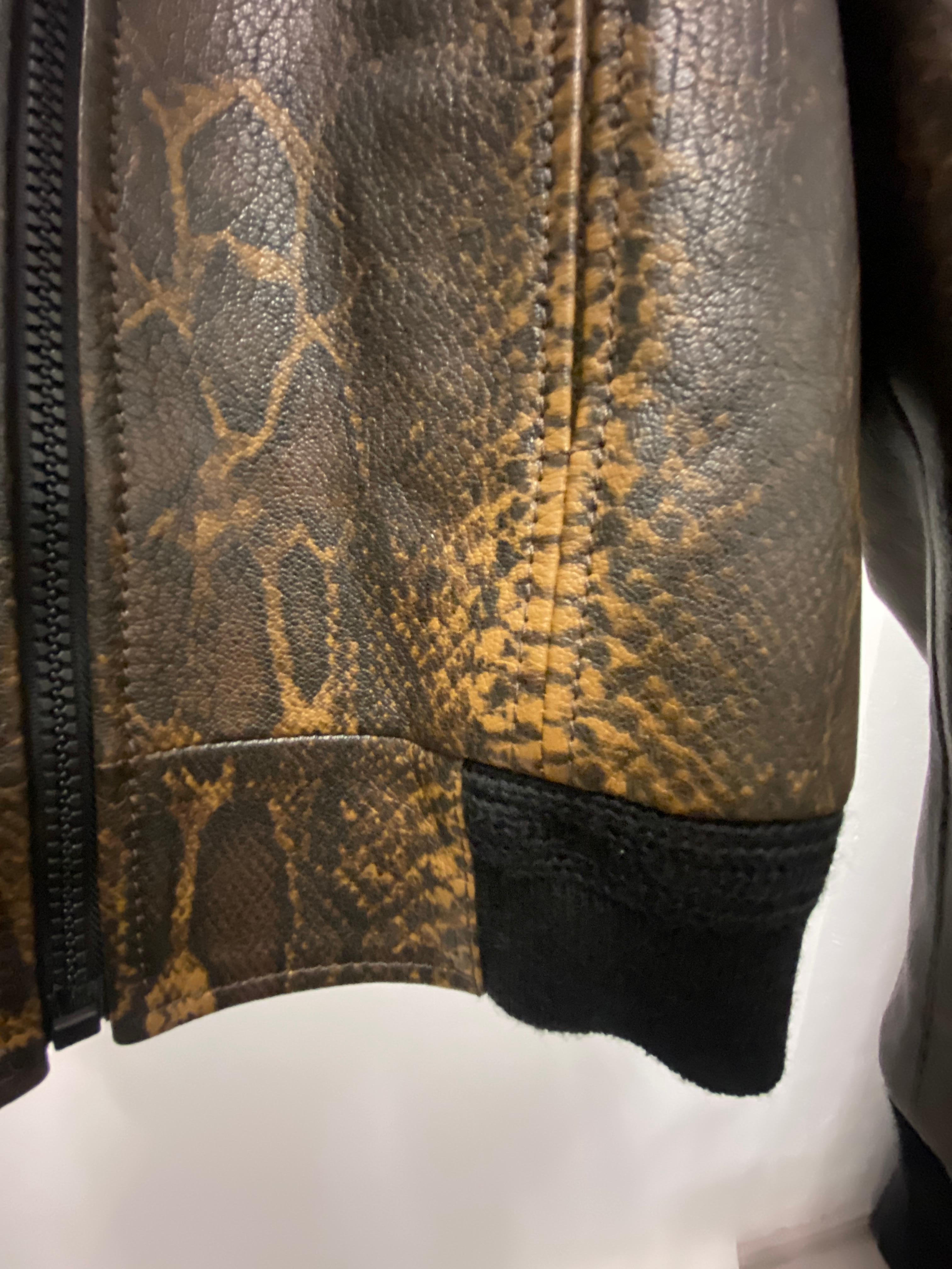 CELINE BY HEDI SLIMANE F/W2019 Rare Runway Snakeskin Print Leather Jacket For Sale 2