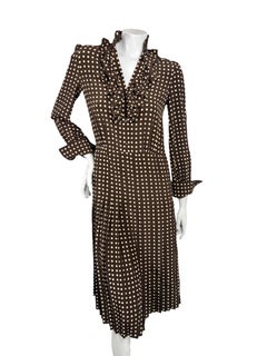 Celine by Hedi Slimane Fall 2020 Runway Look 15 Polka Dot Silk Dress FR 36