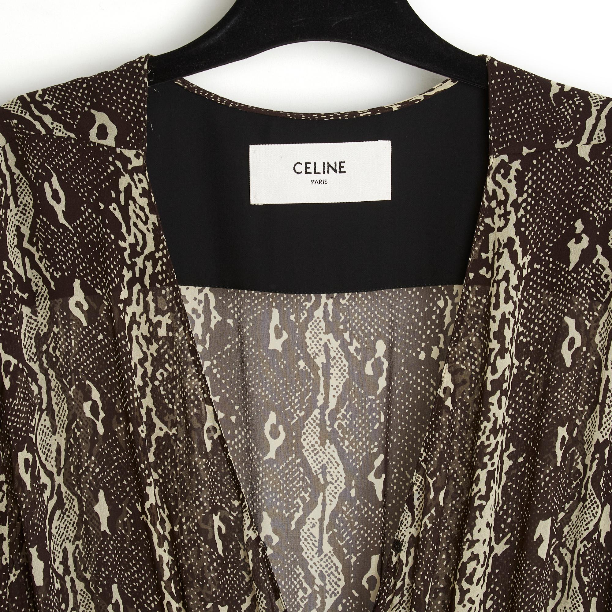 Women's Celine by Hedi Slimane FW2019 Robe maxi FR40 Silk Python Maxi Dress US10 Céline