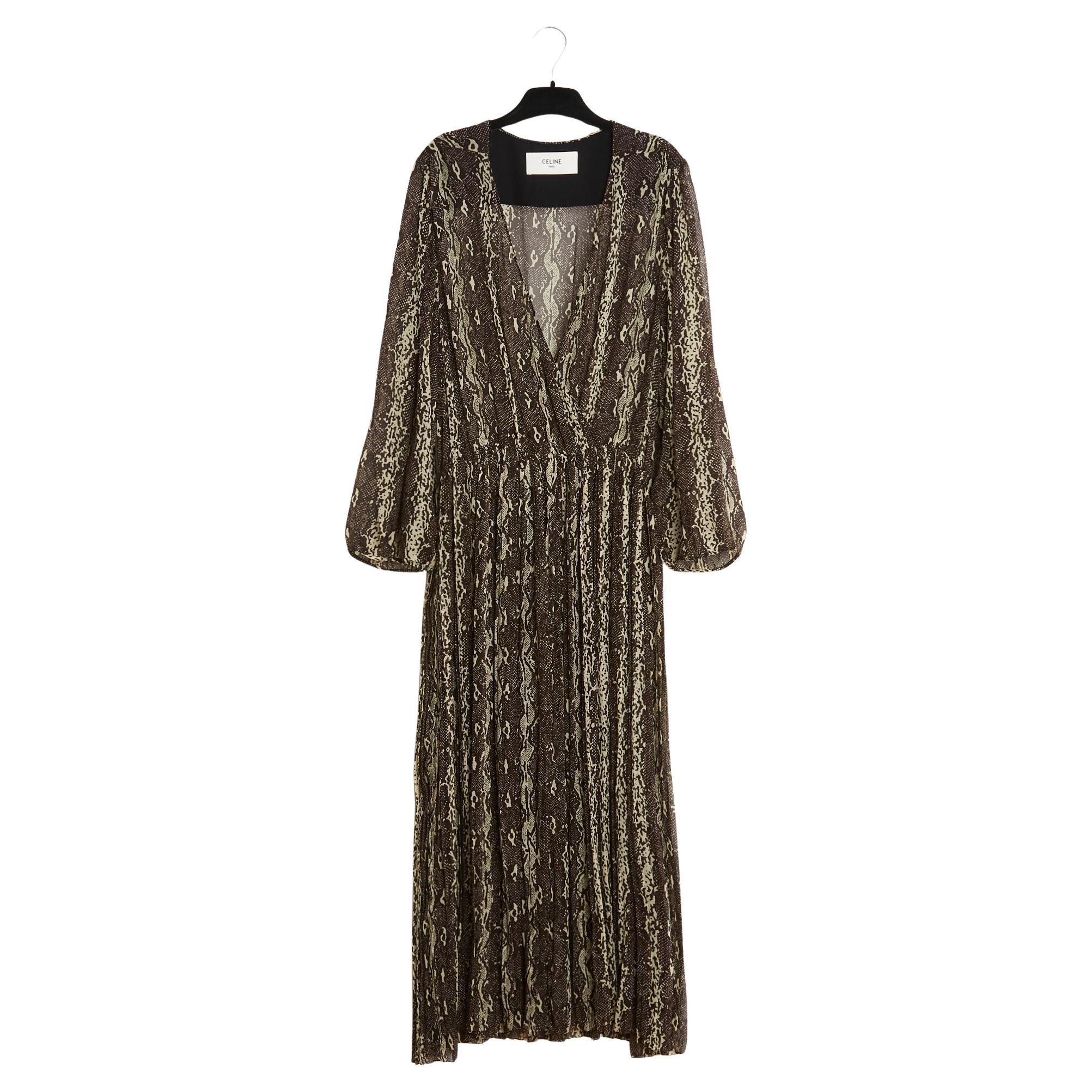 Celine by Hedi Slimane FW2019 Robe maxi FR40 Silk Python Maxi Dress US10 Céline