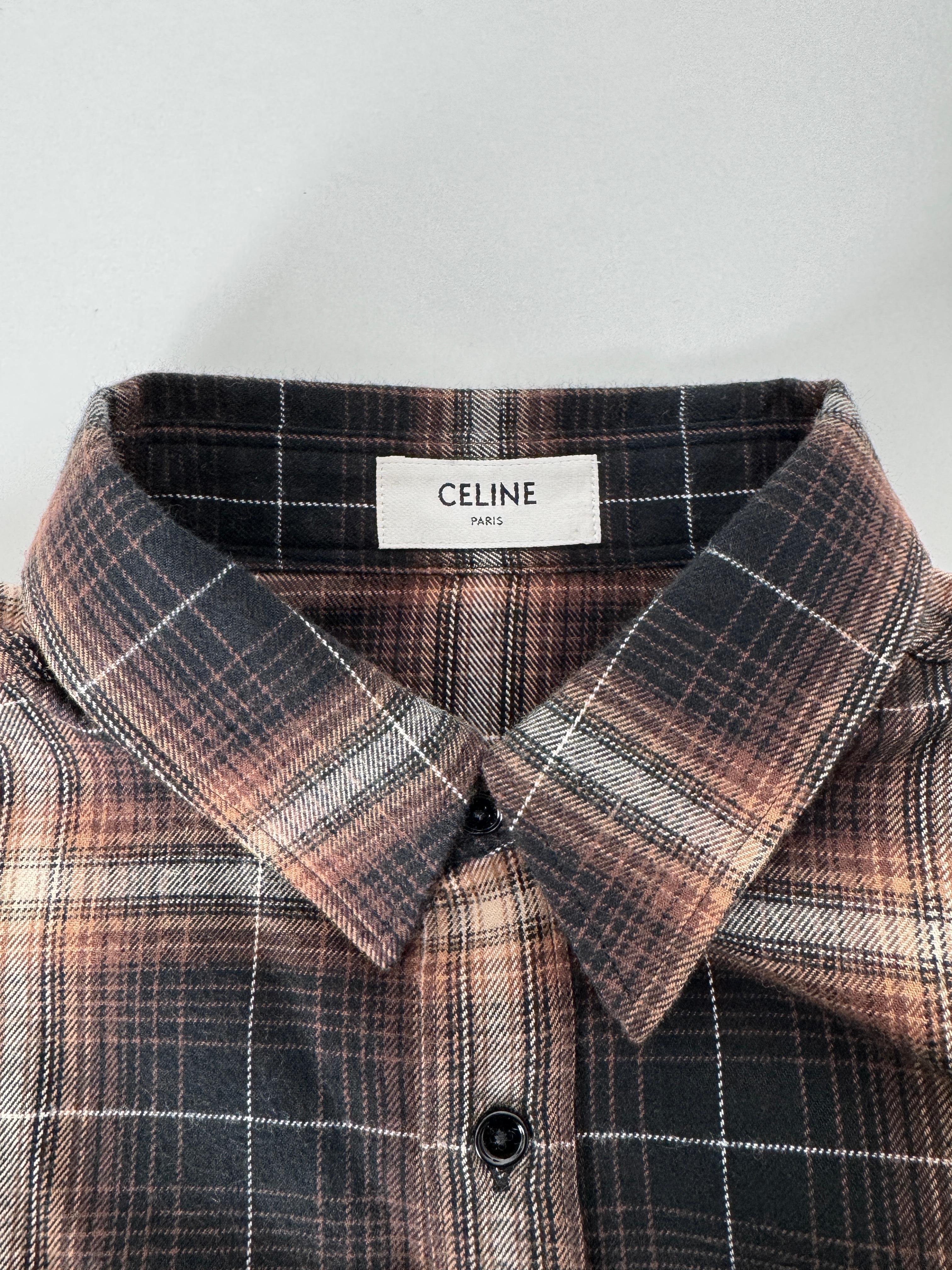 CELINE By HEDI SLIMANE Camisa de cuadros oversize 39 en venta 2