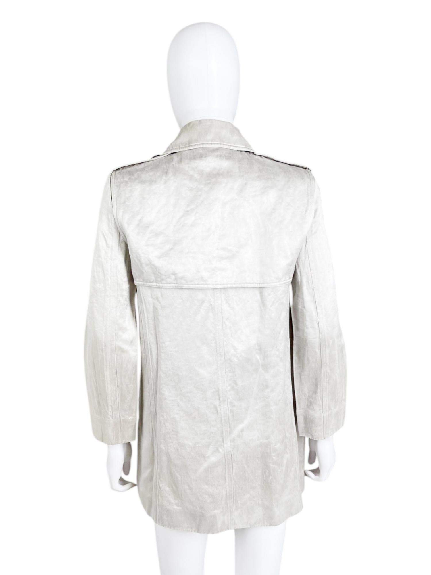 Gray Celine by Michael Kors 2000's Double Breasted Silver Military Coat in vendita