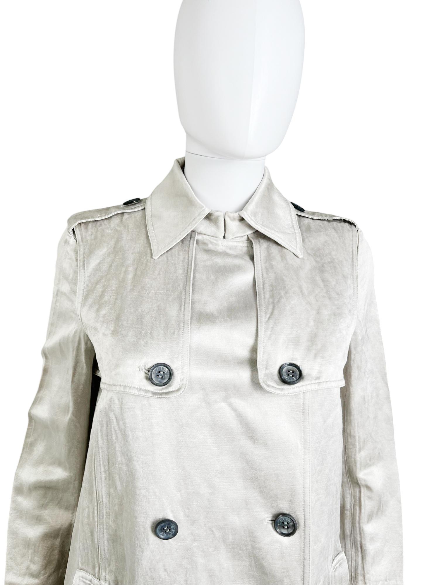 Celine by Michael Kors 2000's Double Breasted Silver Military Coat In condizioni ottime in vendita a Caserta, IT
