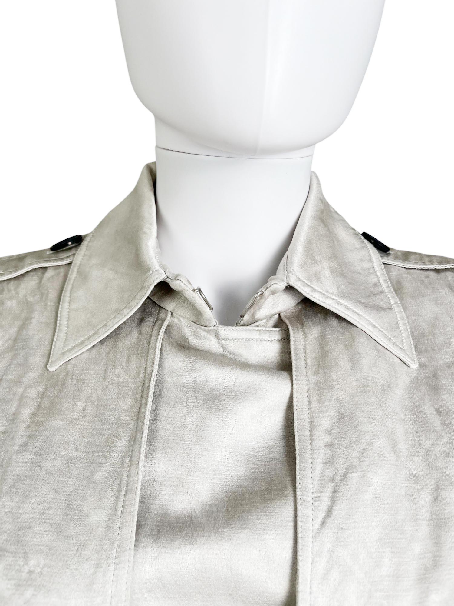 Donna Celine by Michael Kors 2000's Double Breasted Silver Military Coat in vendita