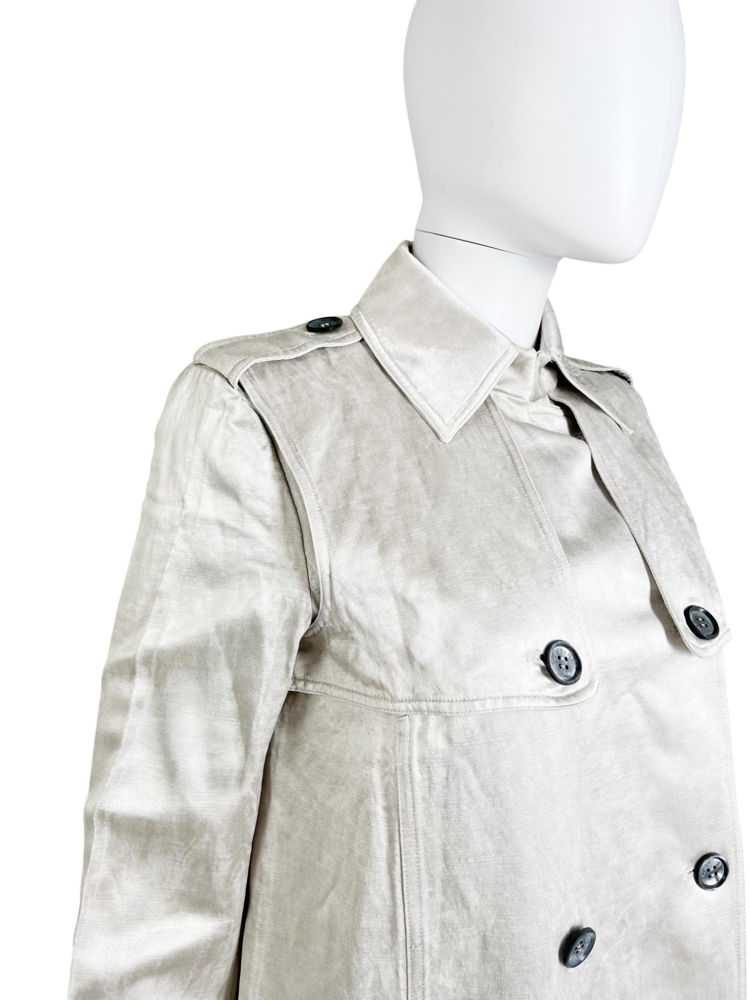 Celine by Michael Kors 2000's Double Breasted Silver Military Coat in vendita 1