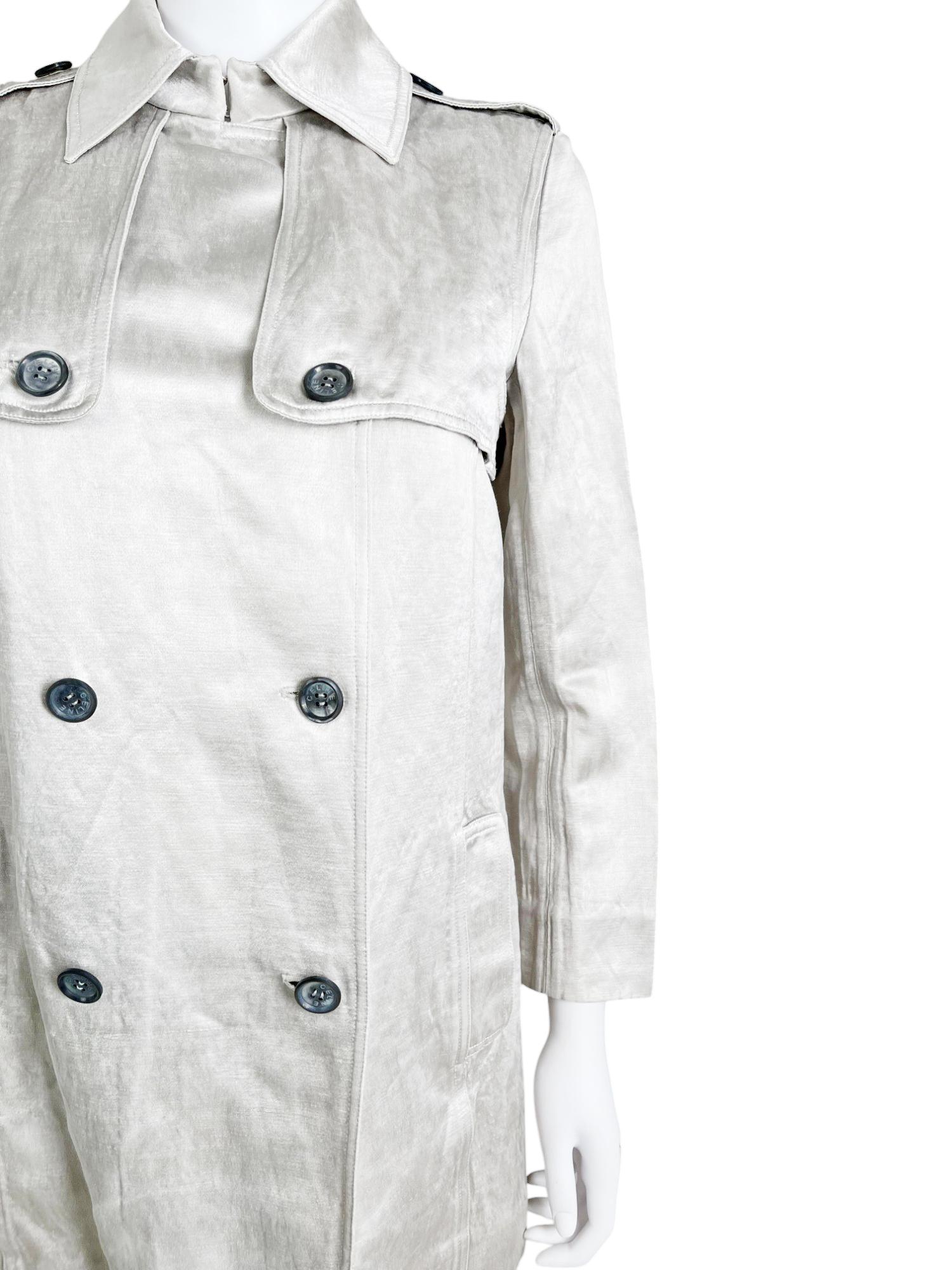 Celine by Michael Kors 2000's Double Breasted Silver Military Coat in vendita 2