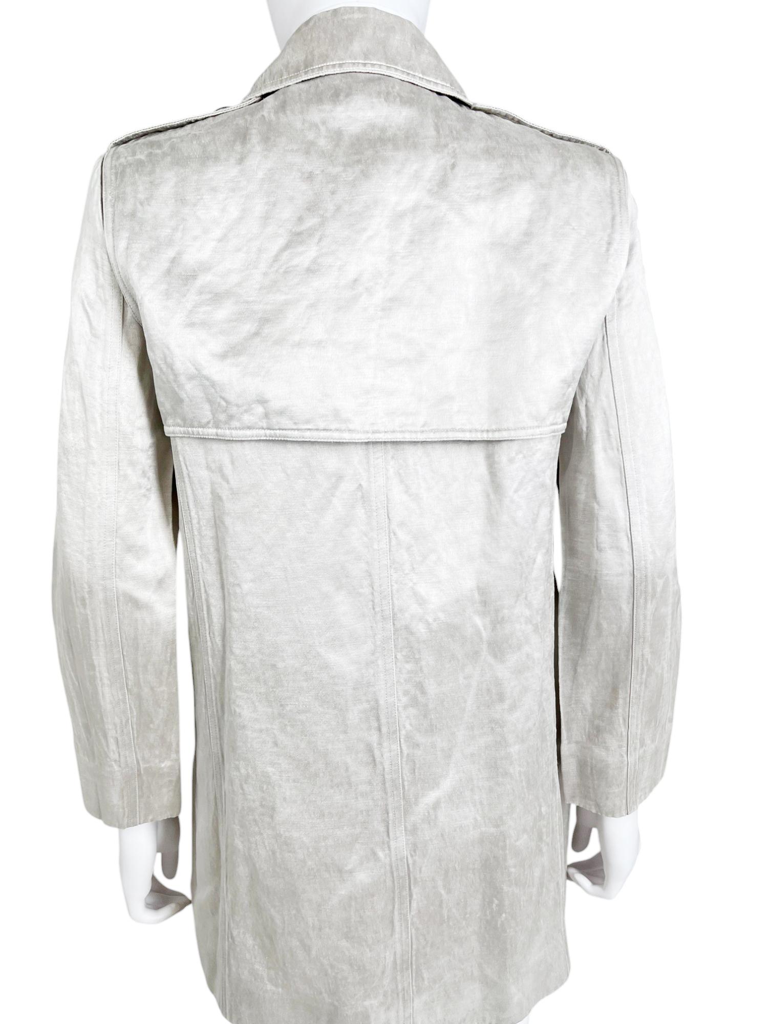 Celine by Michael Kors 2000's Double Breasted Silver Military Coat in vendita 3