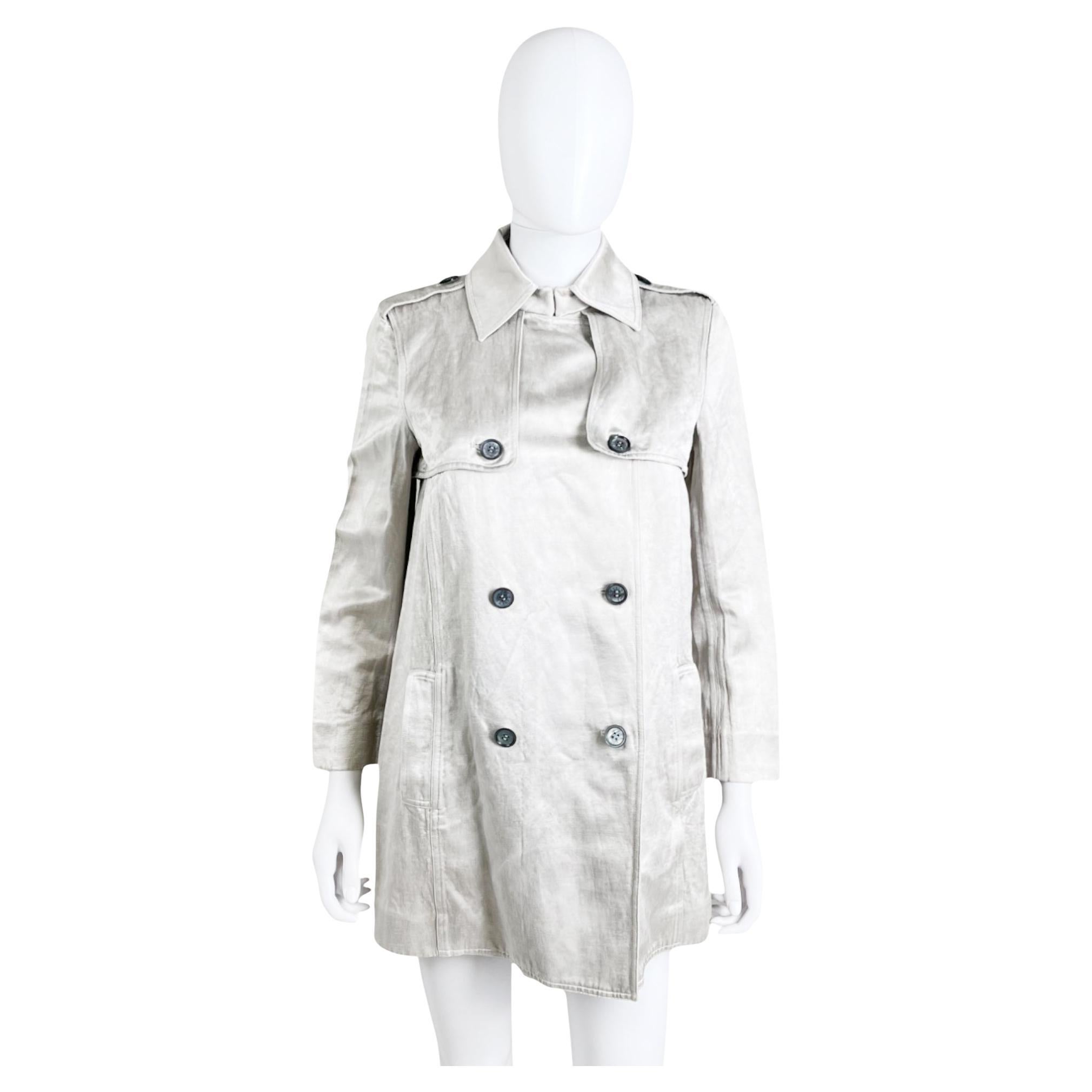 Celine by Michael Kors 2000's Double Breasted Silver Military Coat in vendita