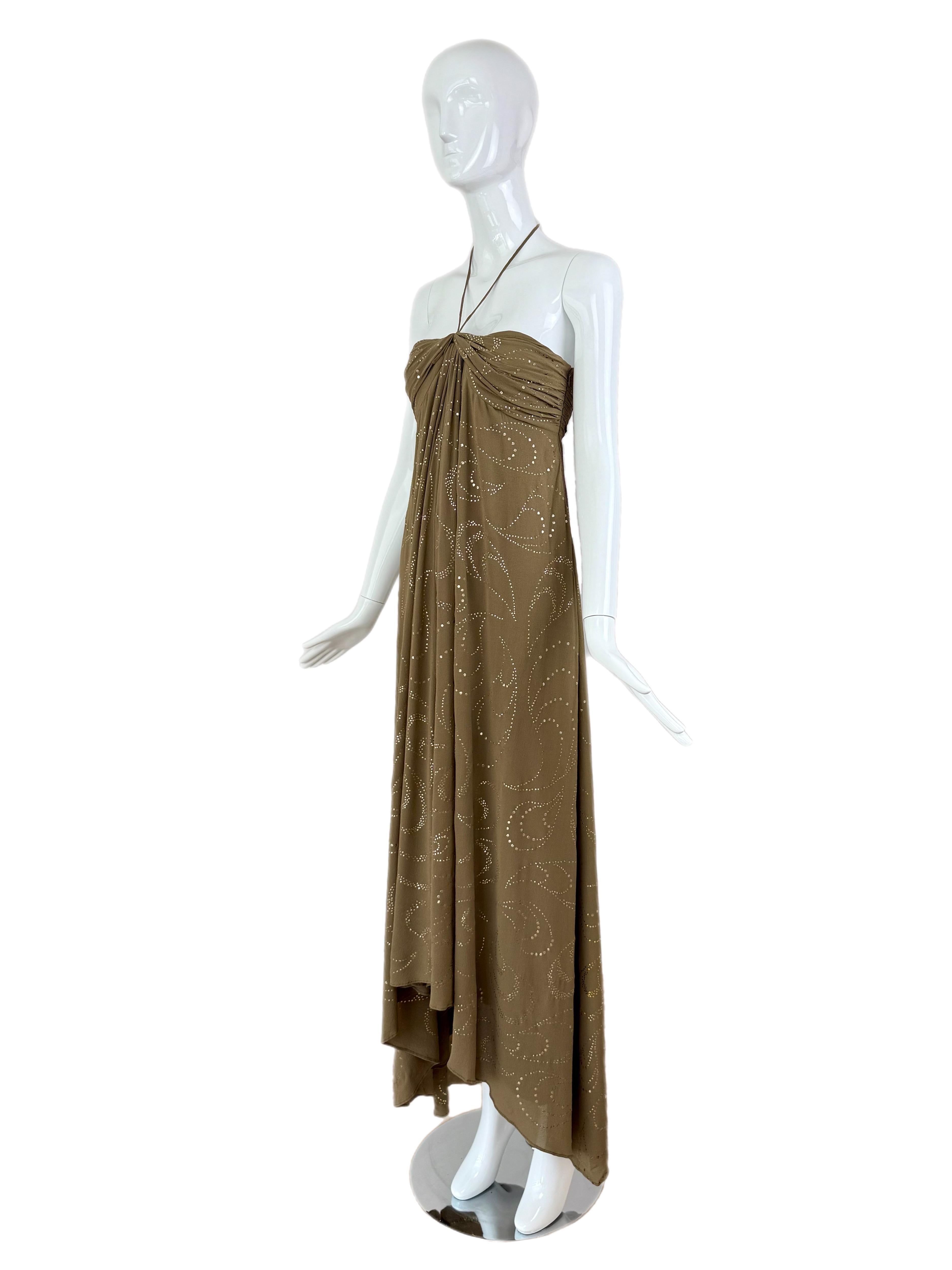 Brown CELINE by MICHAEL KORS 2003 Vintage Runway Silk Maxi Dress Gown For Sale