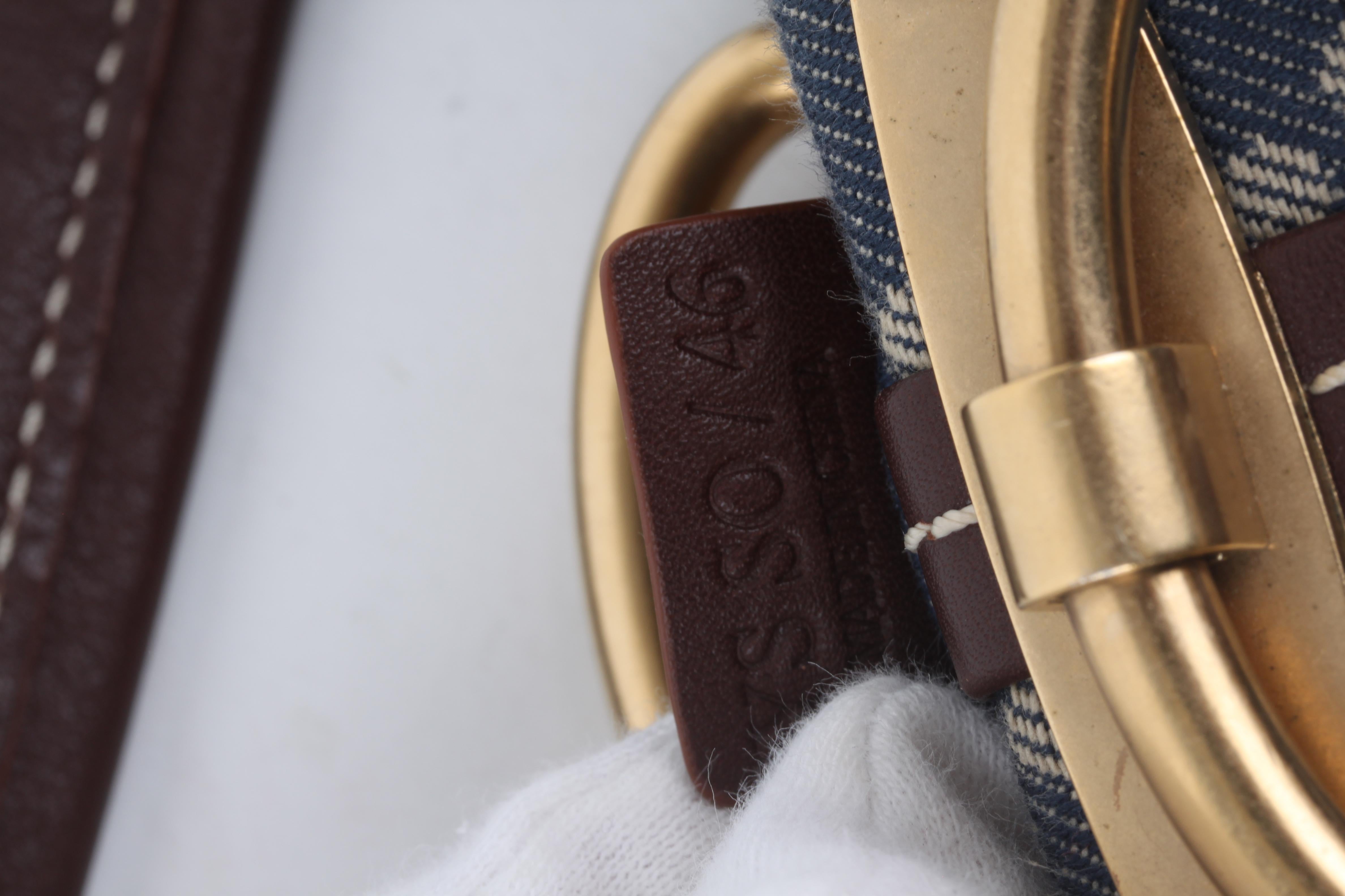 Céline by Michael Kors Blue Cotton Brown Leather Monogram Logo Shoulder Bag 3