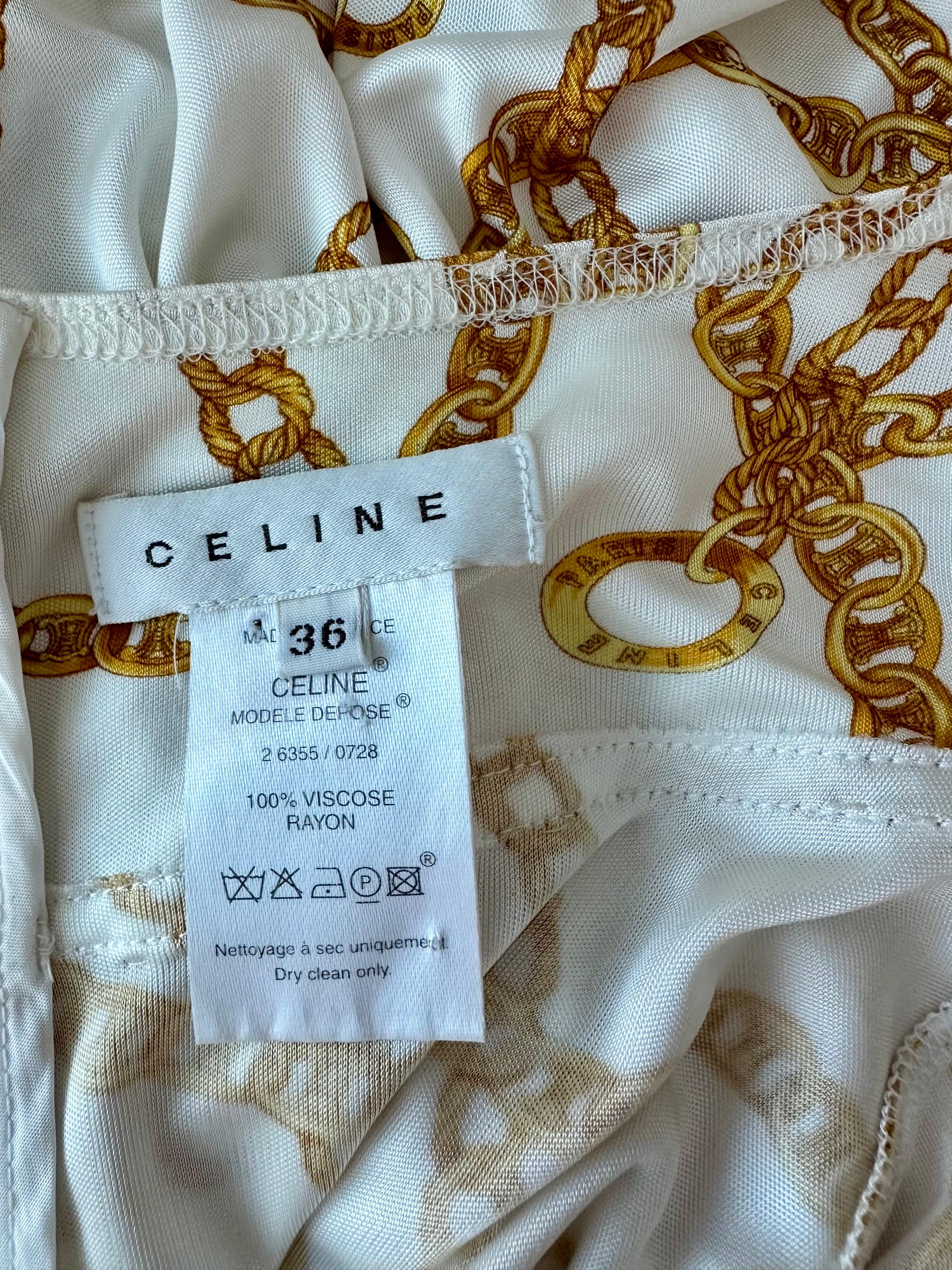 Celine by Michael Kors S/S 2004 Gold Chain Logo Print Halter Dress For Sale 12